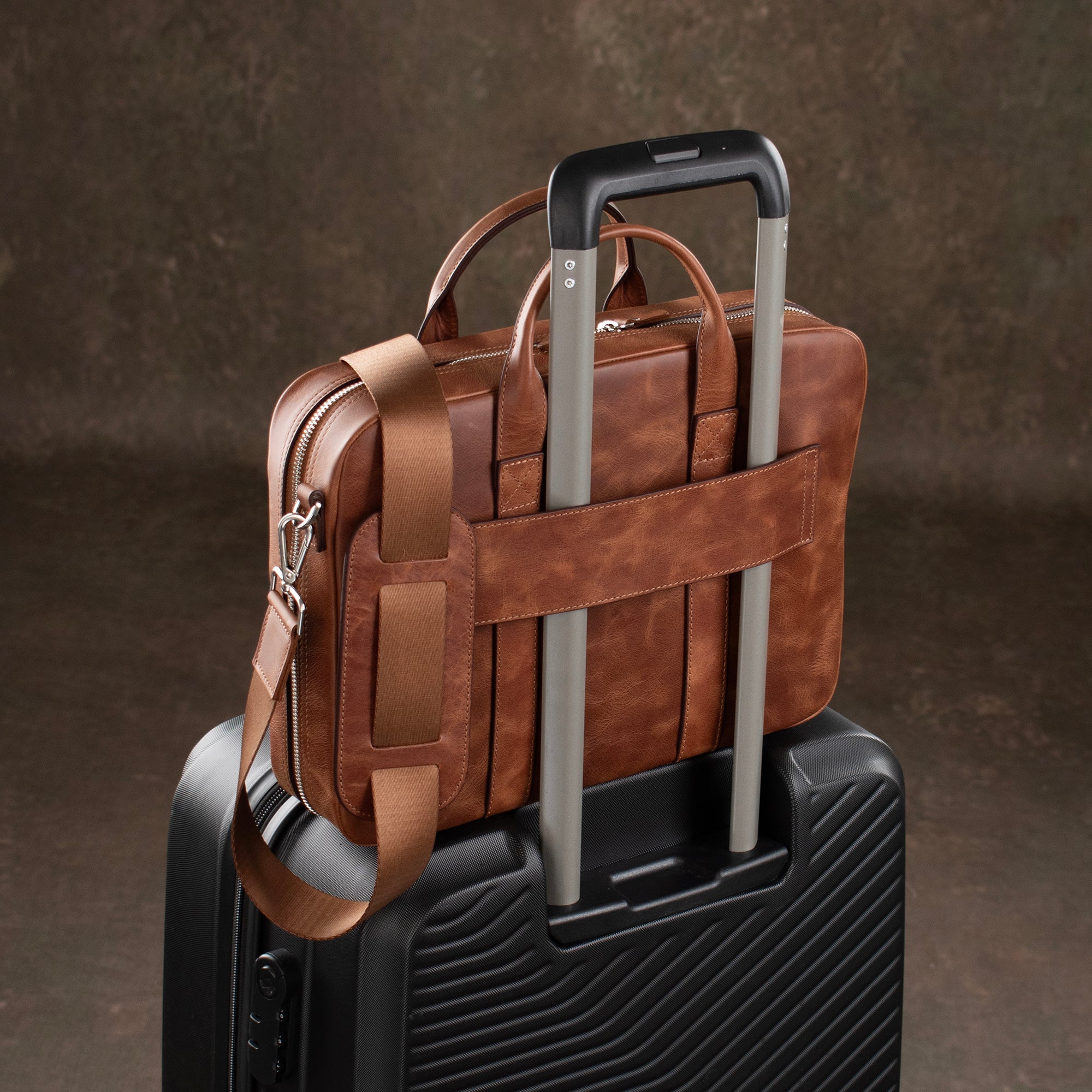 Genuine Leather Prime Organizer Laptop Bag Brown