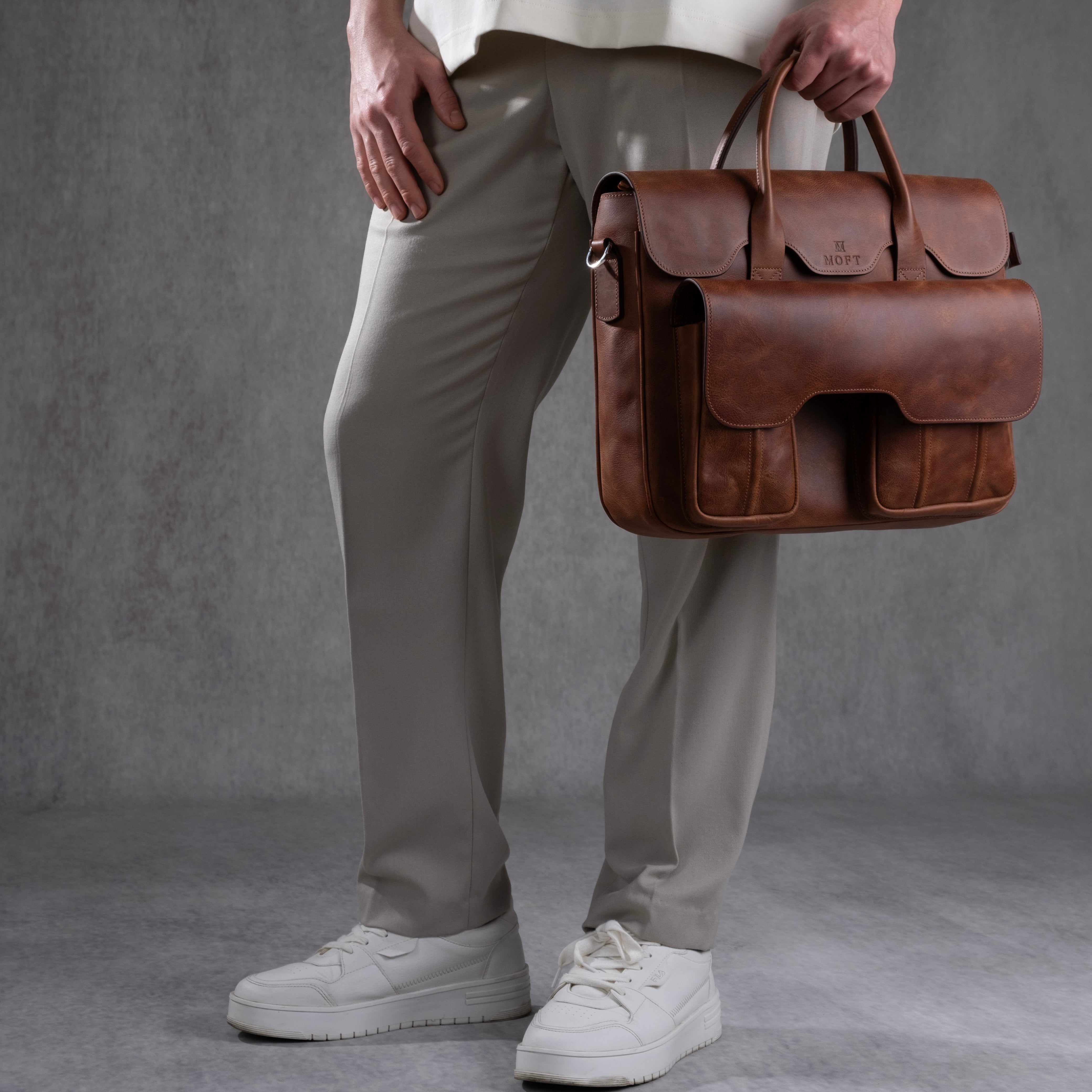 Genuine Leather Meandros Laptop Bag Brown