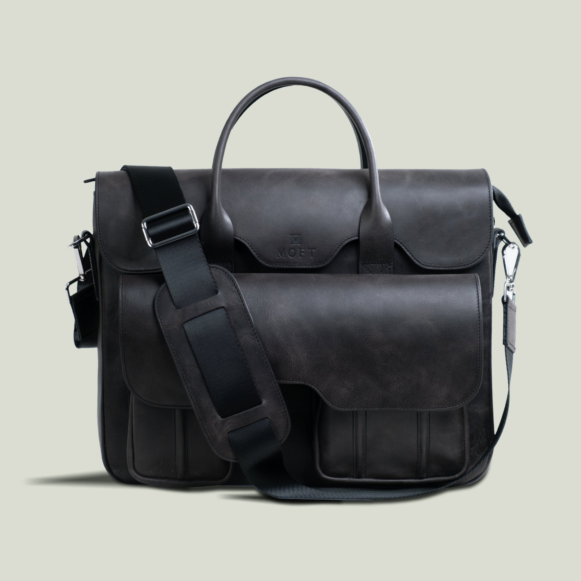 Genuine Leather Meandros Laptop Bag Anthracite