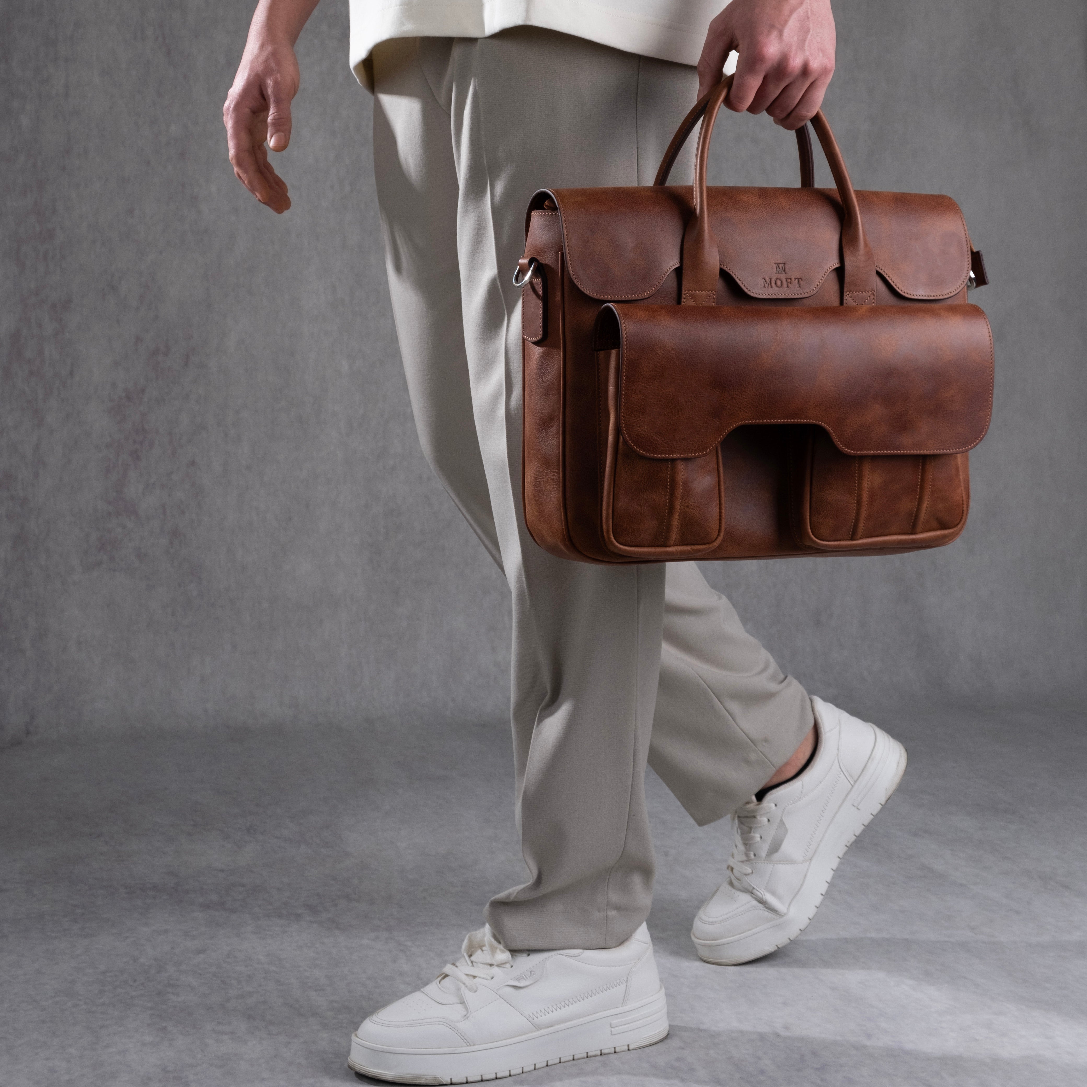 Genuine Leather Meandros Laptop Bag Brown