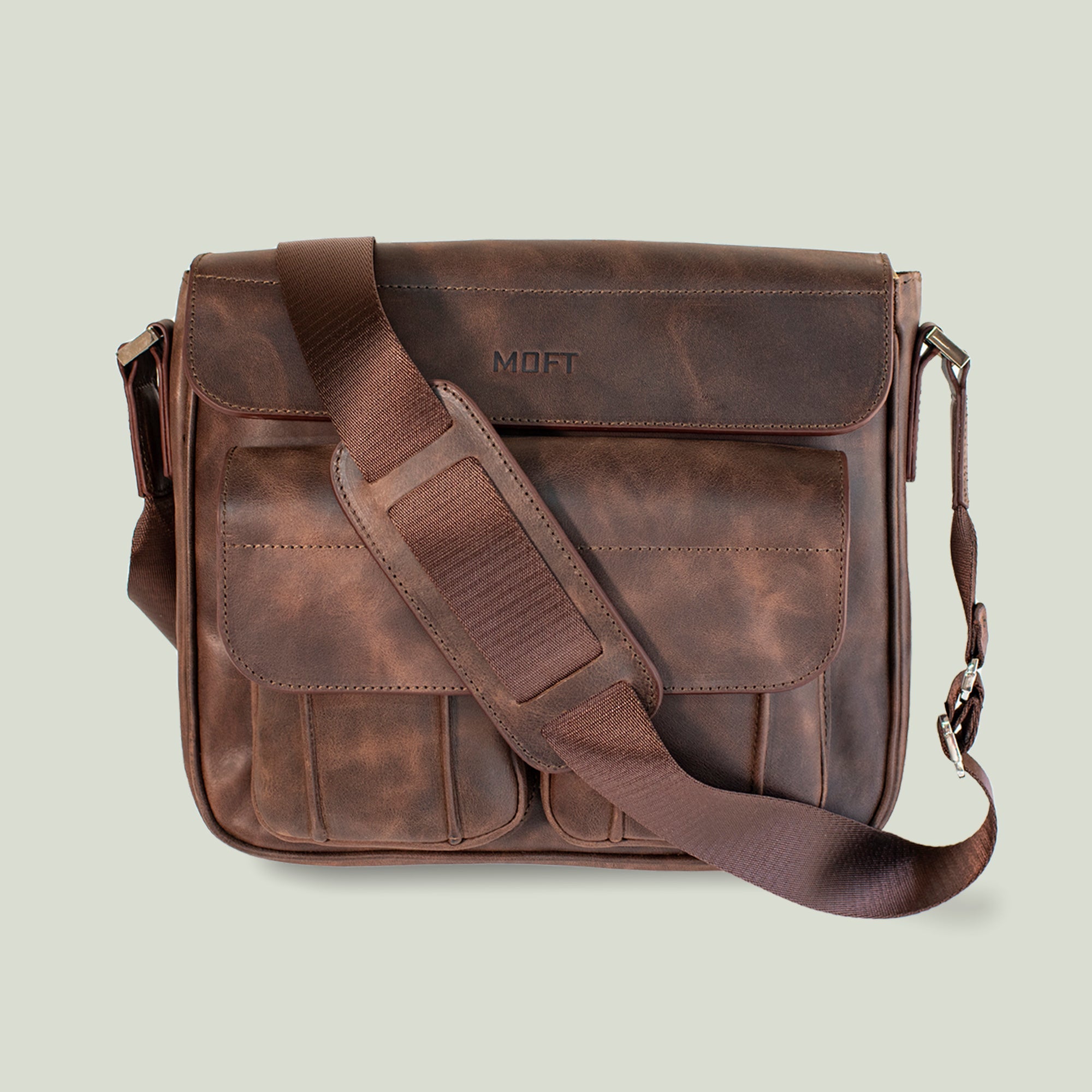 Genuine Leather Asgap Messenger Bag Brown