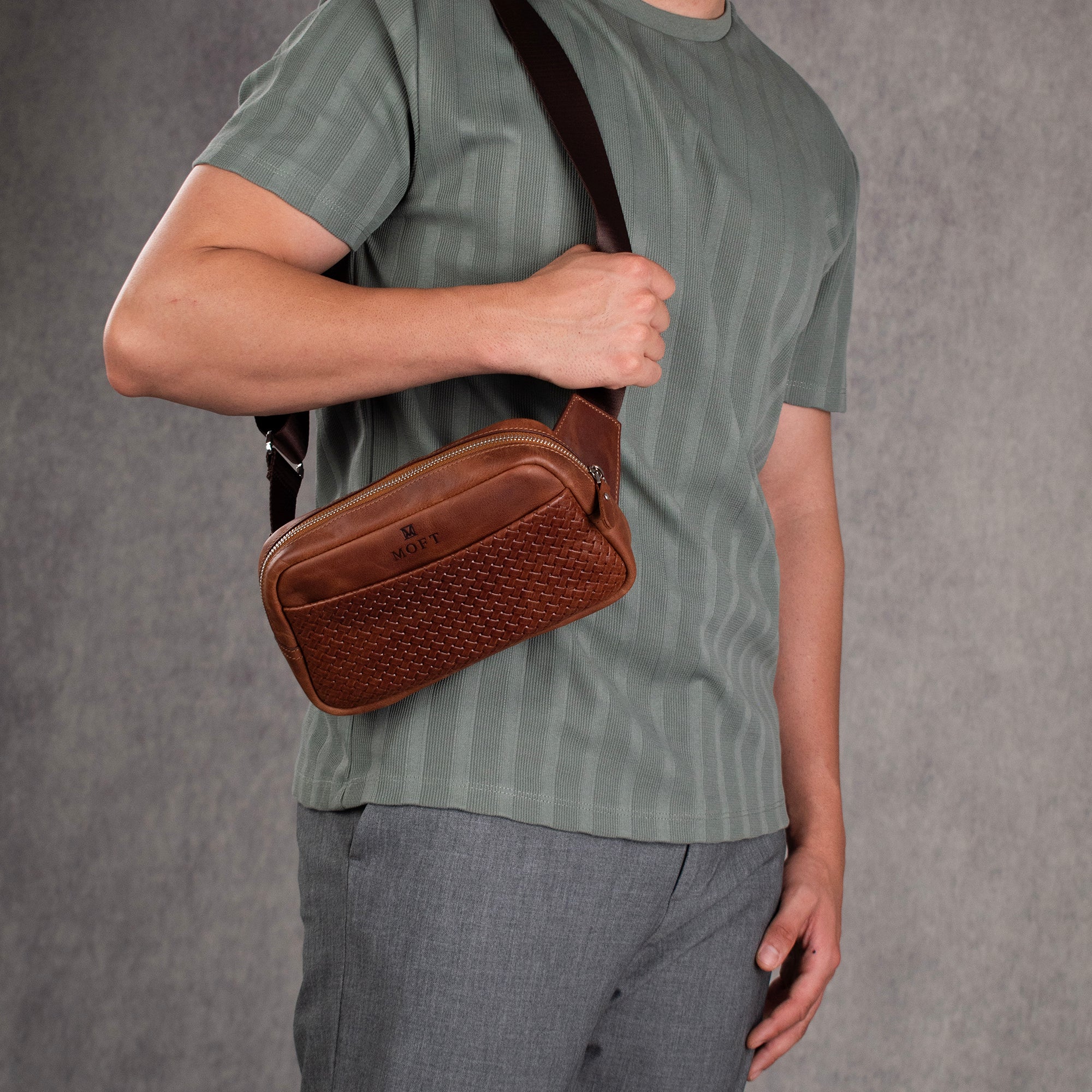Genuine Leather Cross Body Tan