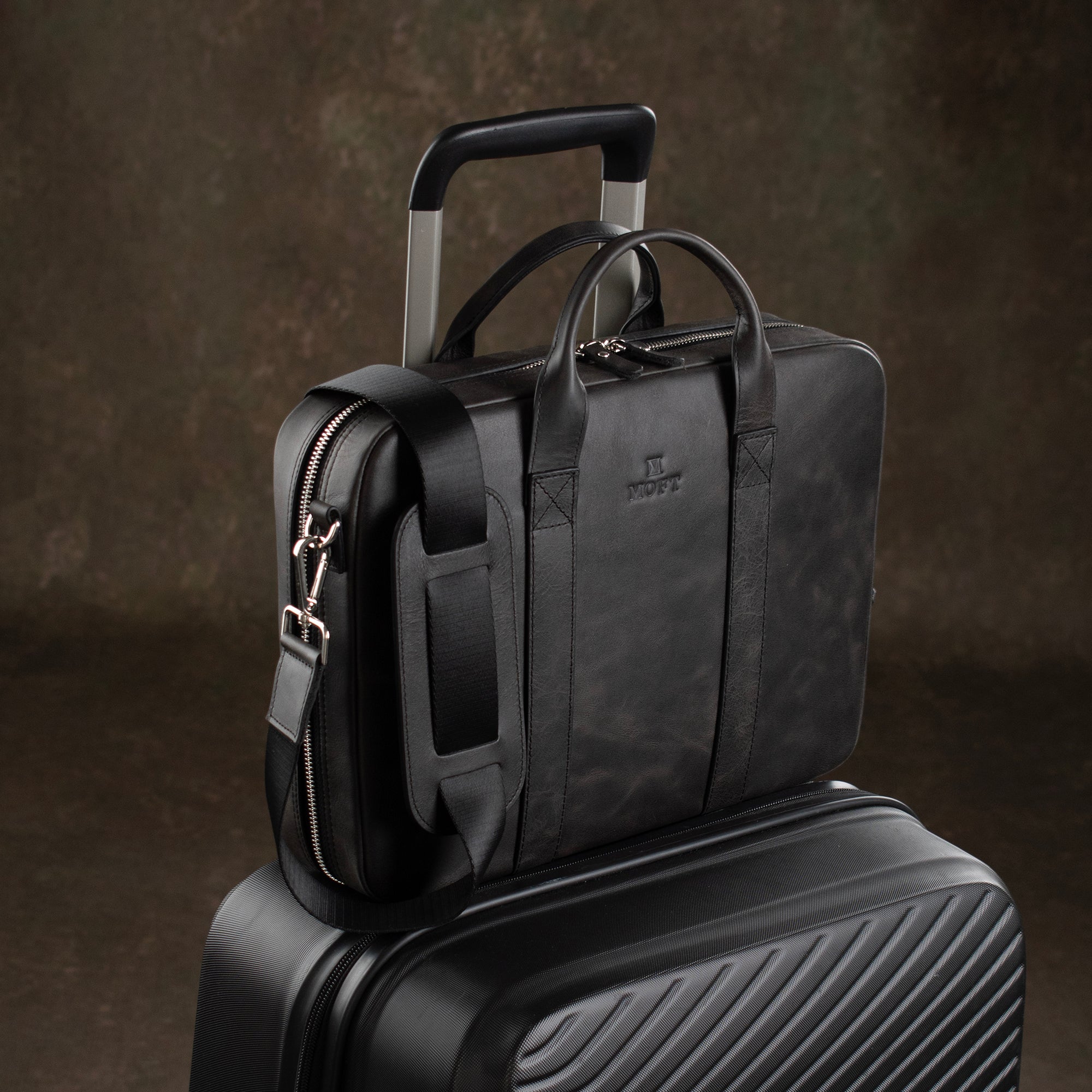 Genuine Leather Prime Organizer Laptop Bag Anthracite