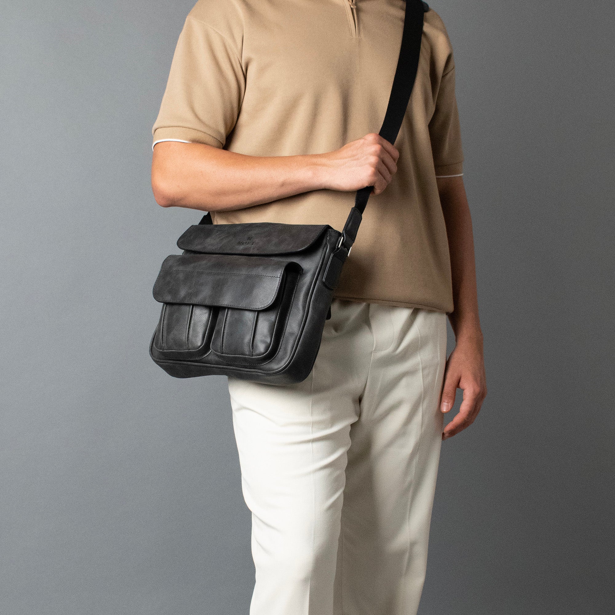 Genuine Leather Asgap Messenger Bag Anthracite