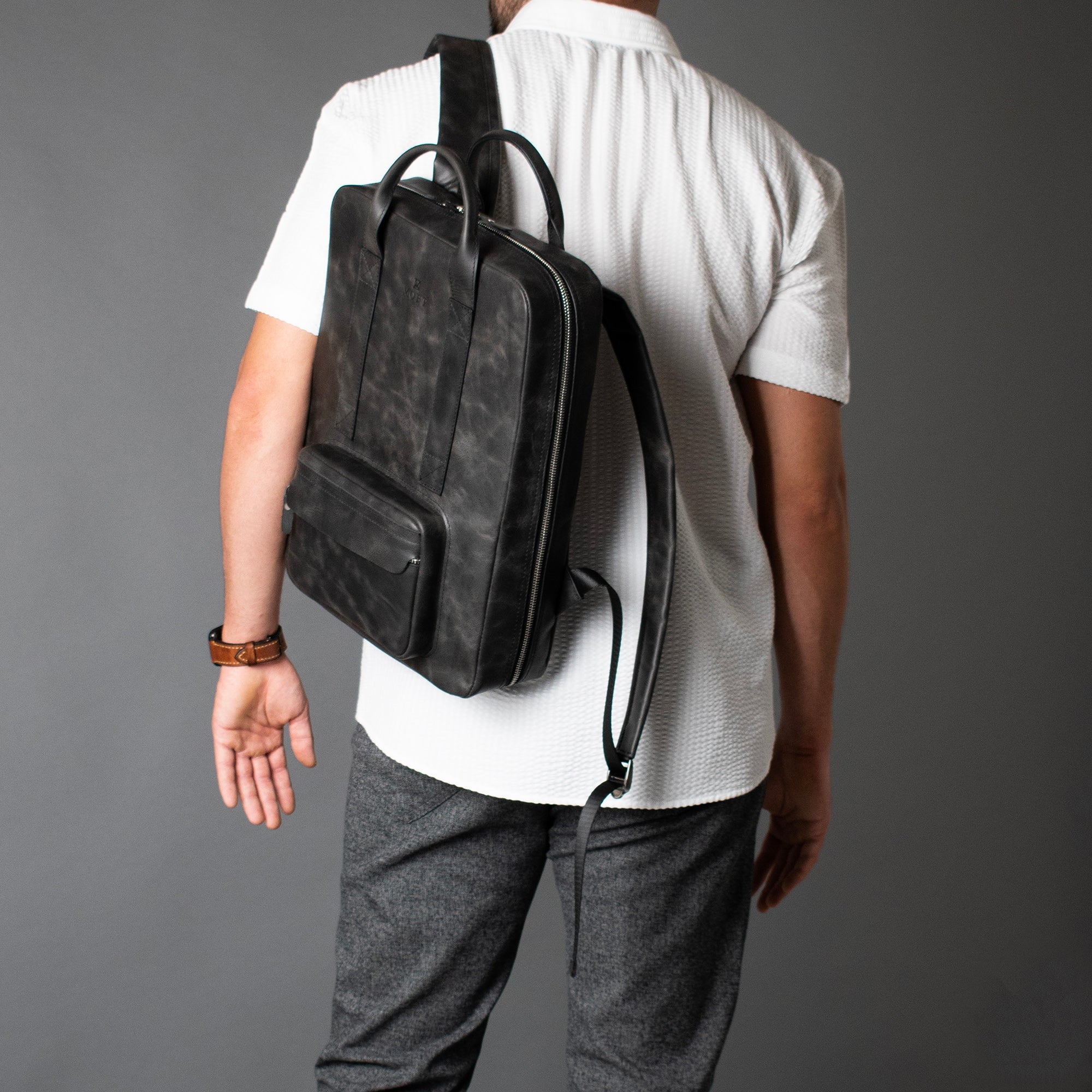 Genuine Leather Proform Organizer Backpack Anthracite