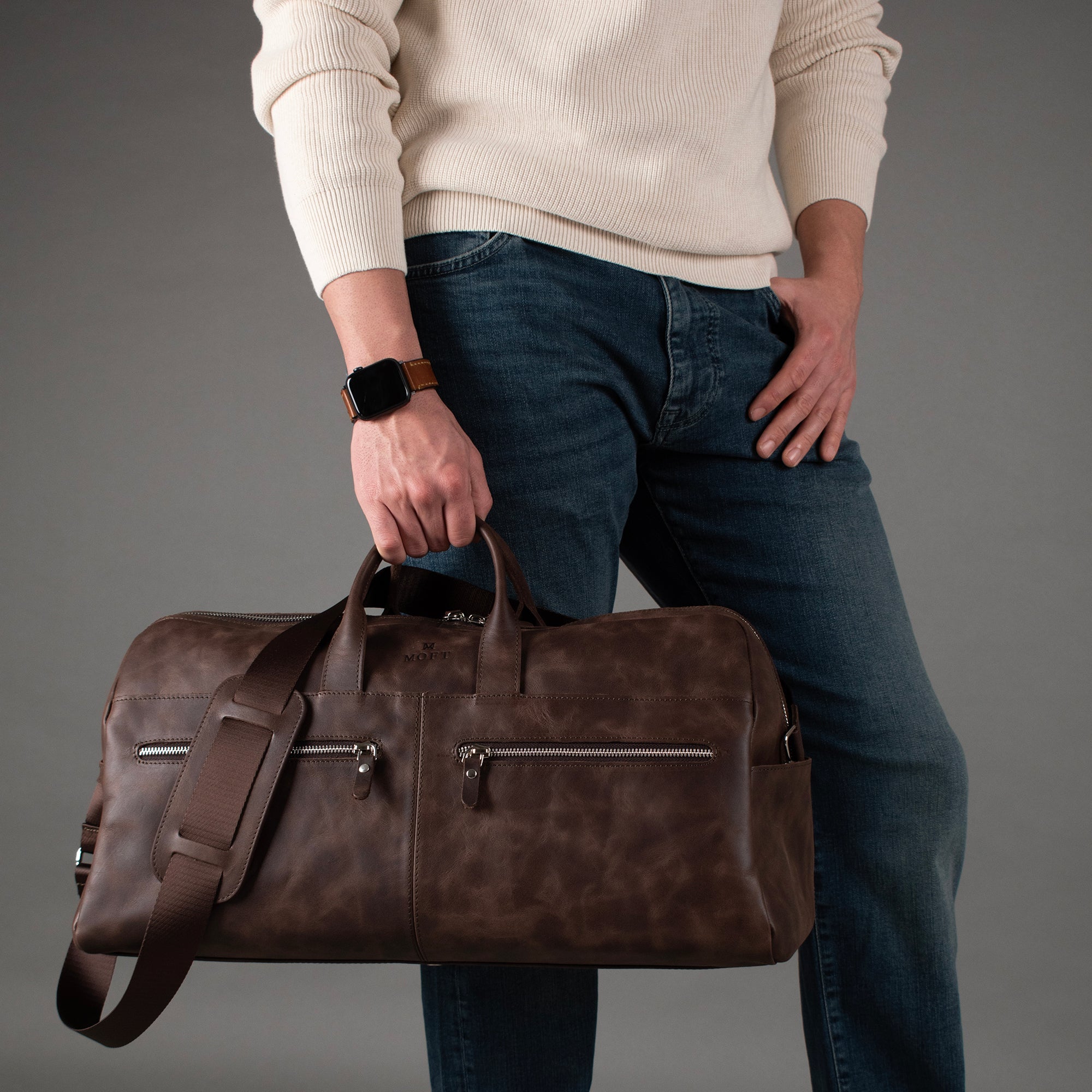 Genuine Leather Lounge Travel Bag Brown