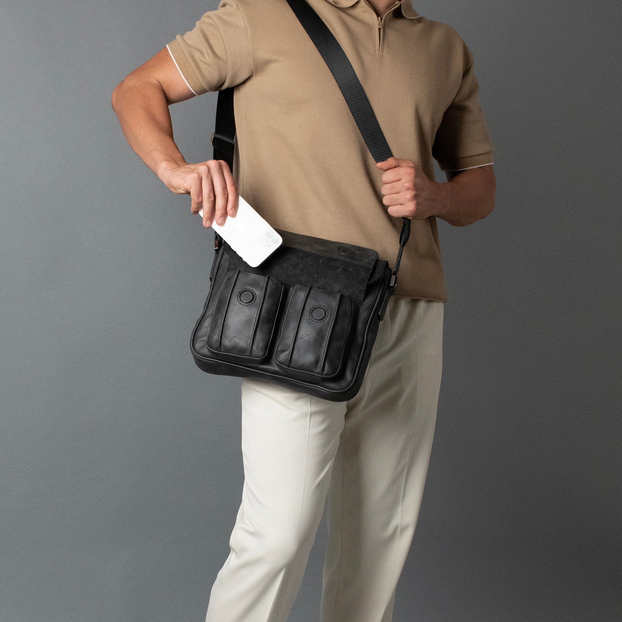 Genuine Leather Asgap Messenger Bag Anthracite
