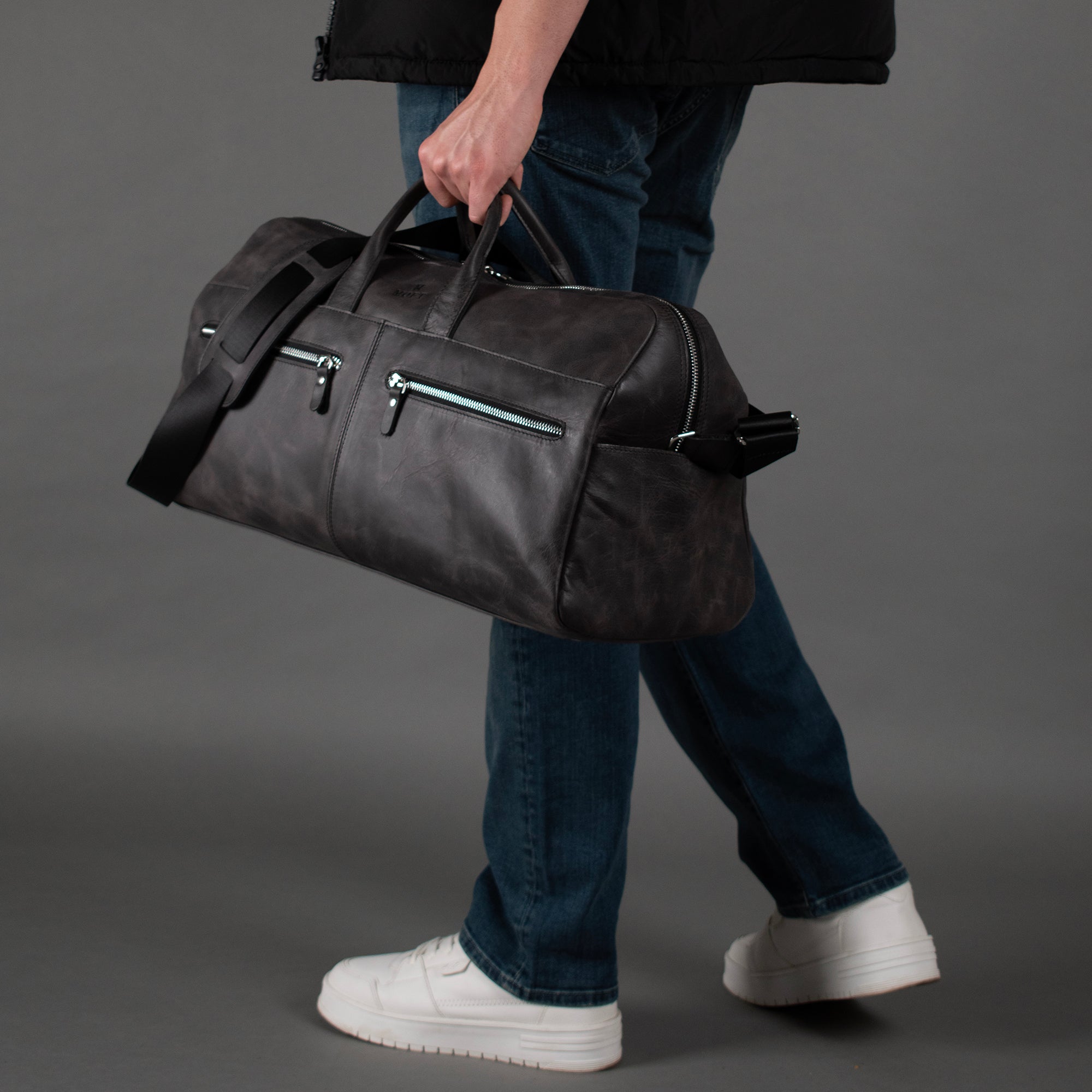 Genuine Leather Lounge Travel Bag Anthracite