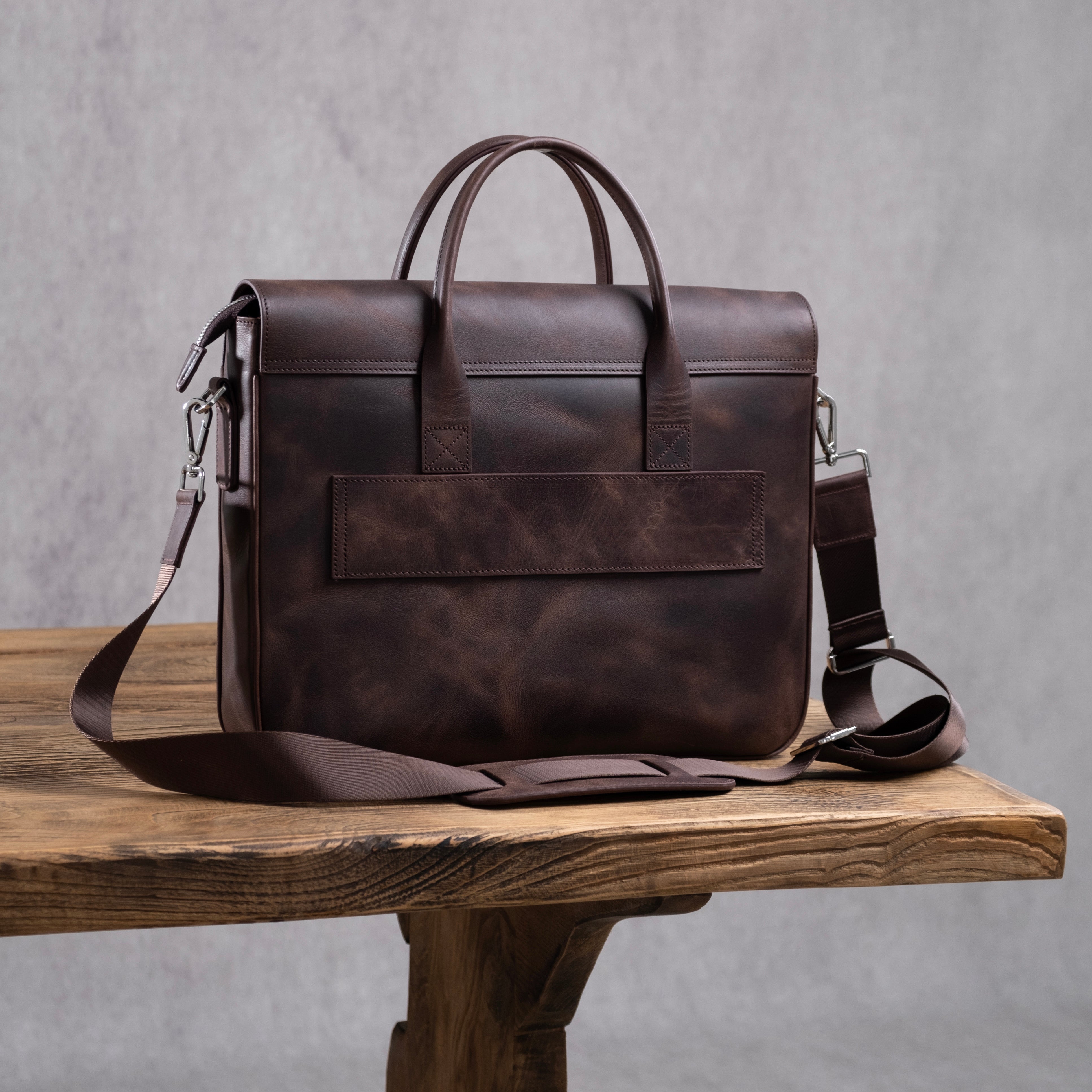 Genuine Leather Meandros Laptop Bag Brown