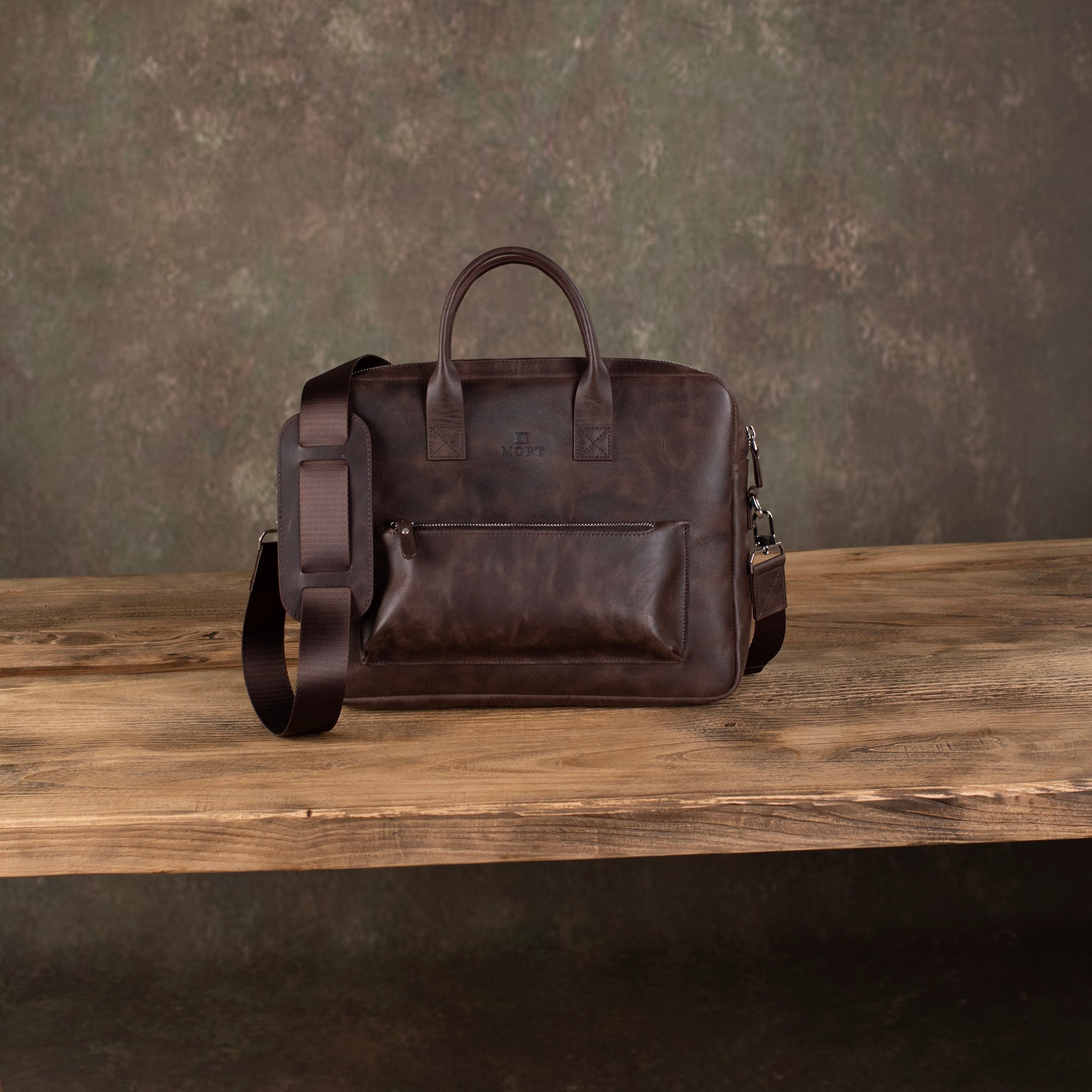 Genuine Leather Designer Briefcase Brown