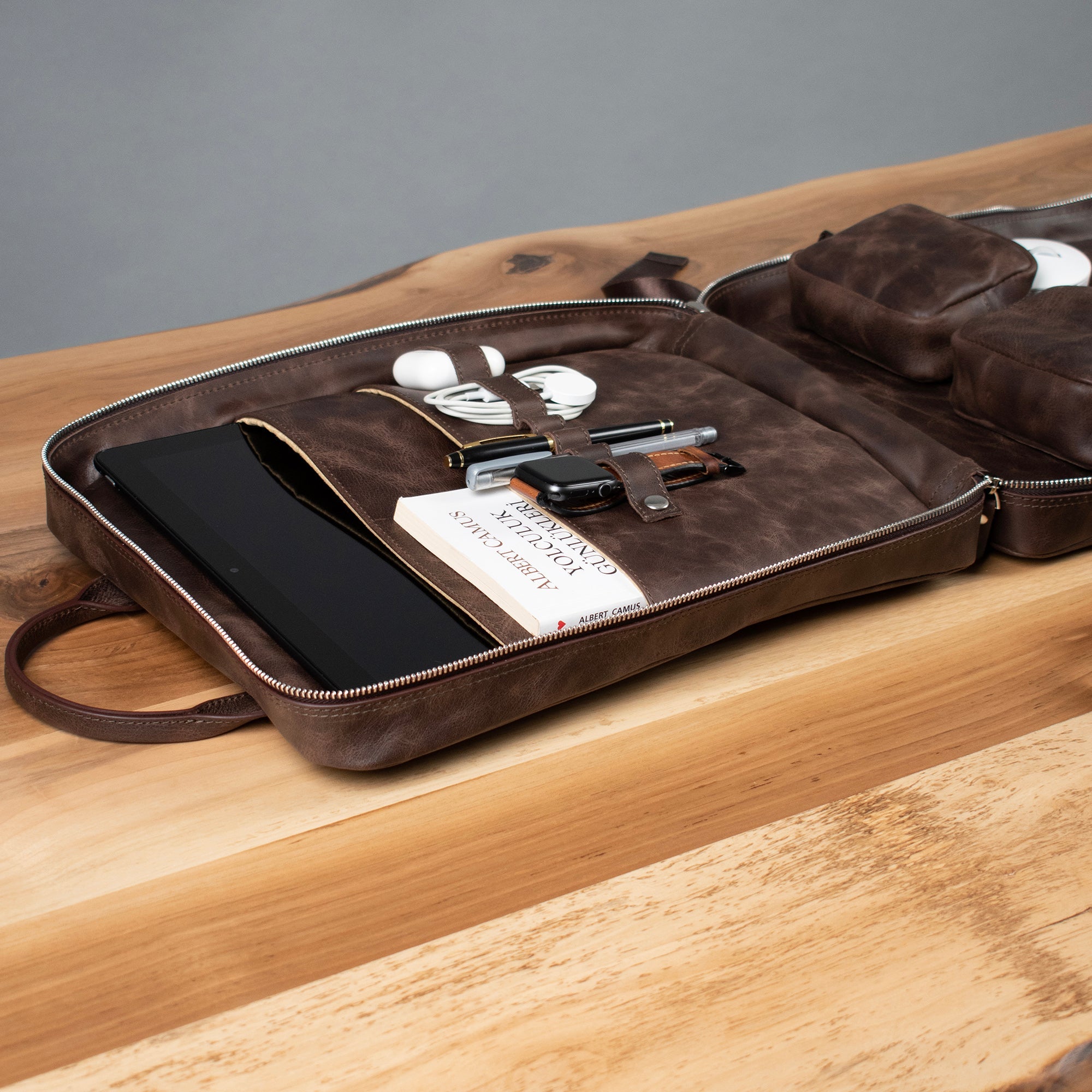 Genuine Leather Proform Organizer Backpack Brown