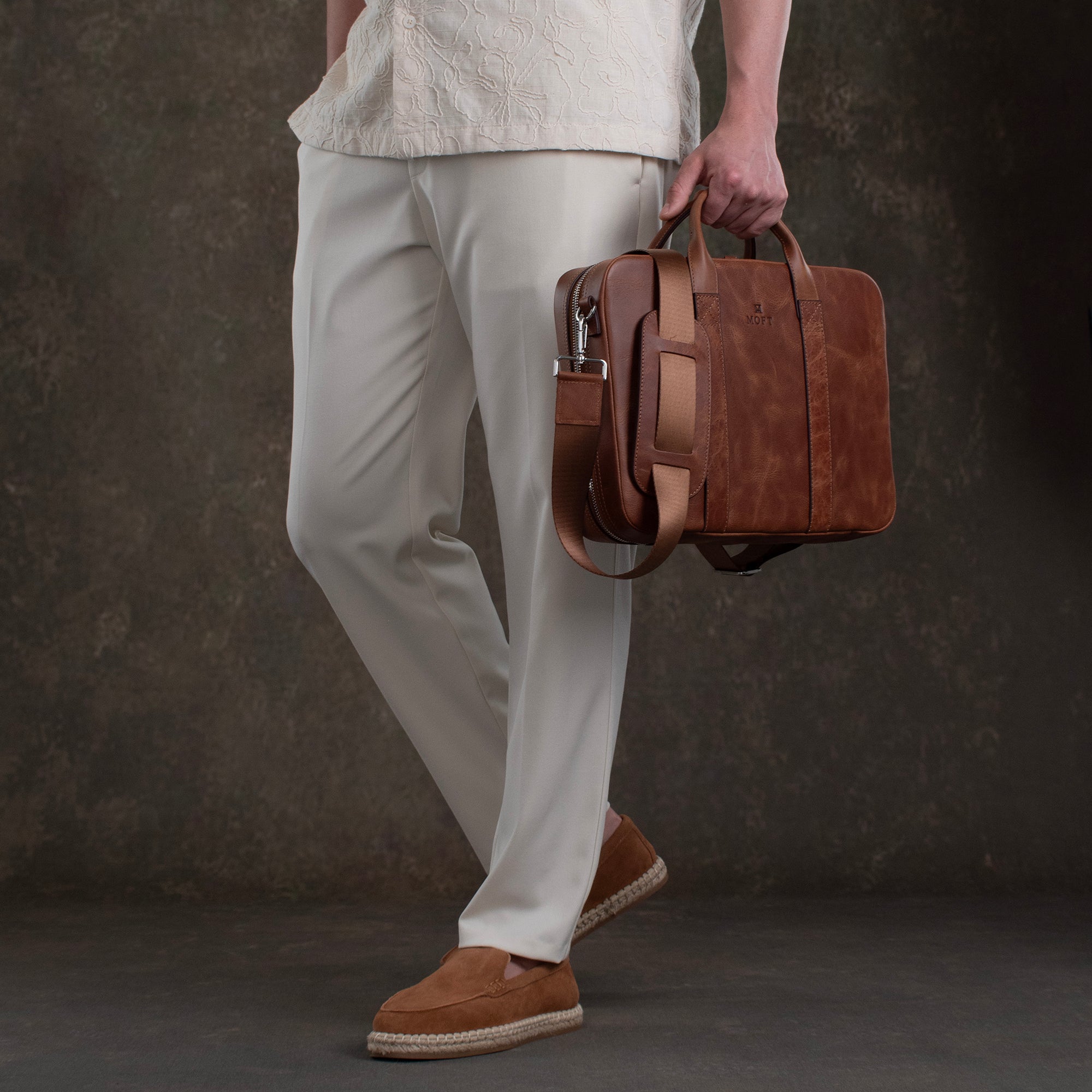 Genuine Leather Prime Organizer Laptop Bag Brown