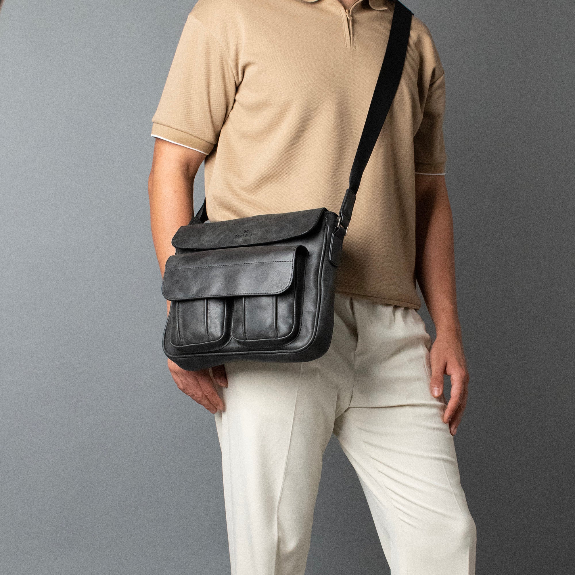 Genuine Leather Asgap Messenger Bag Anthracite