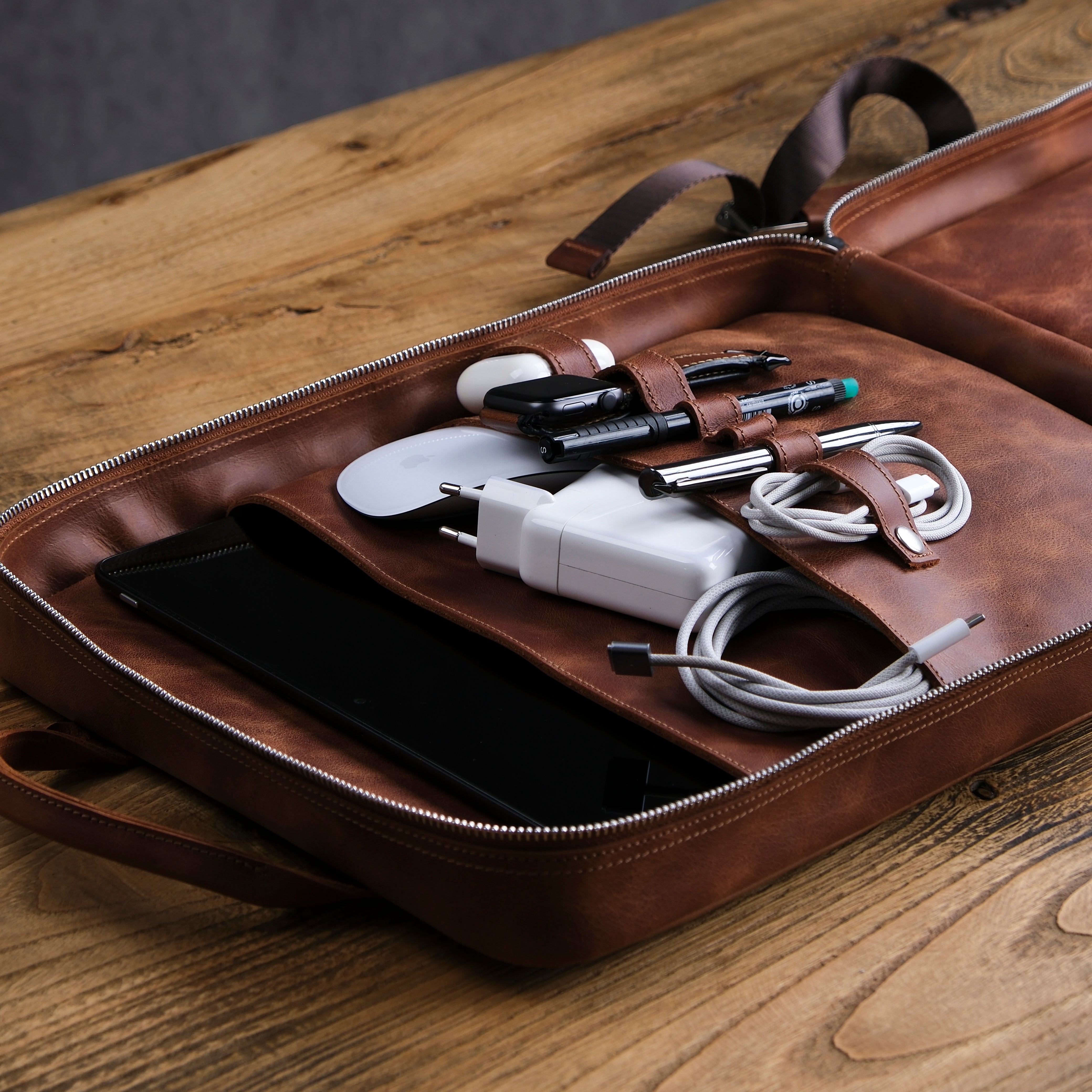 Genuine Leather Craft Proform Organizer Backpack Brown