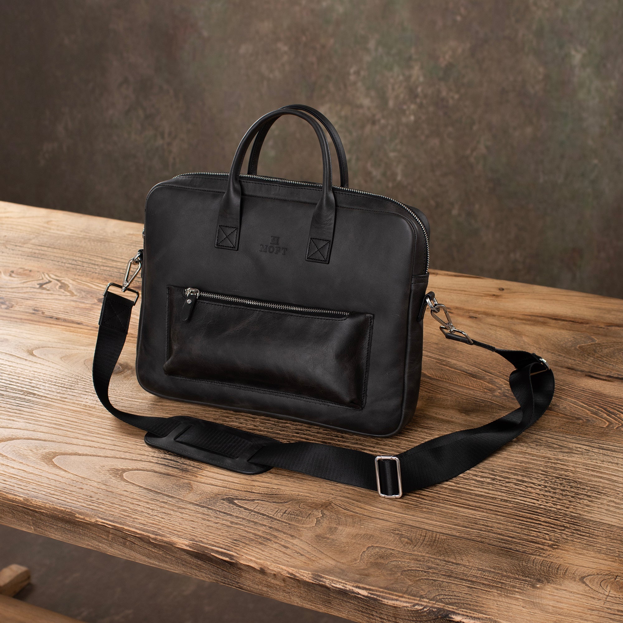 Genuine Leather Designer Briefcase Anthracite