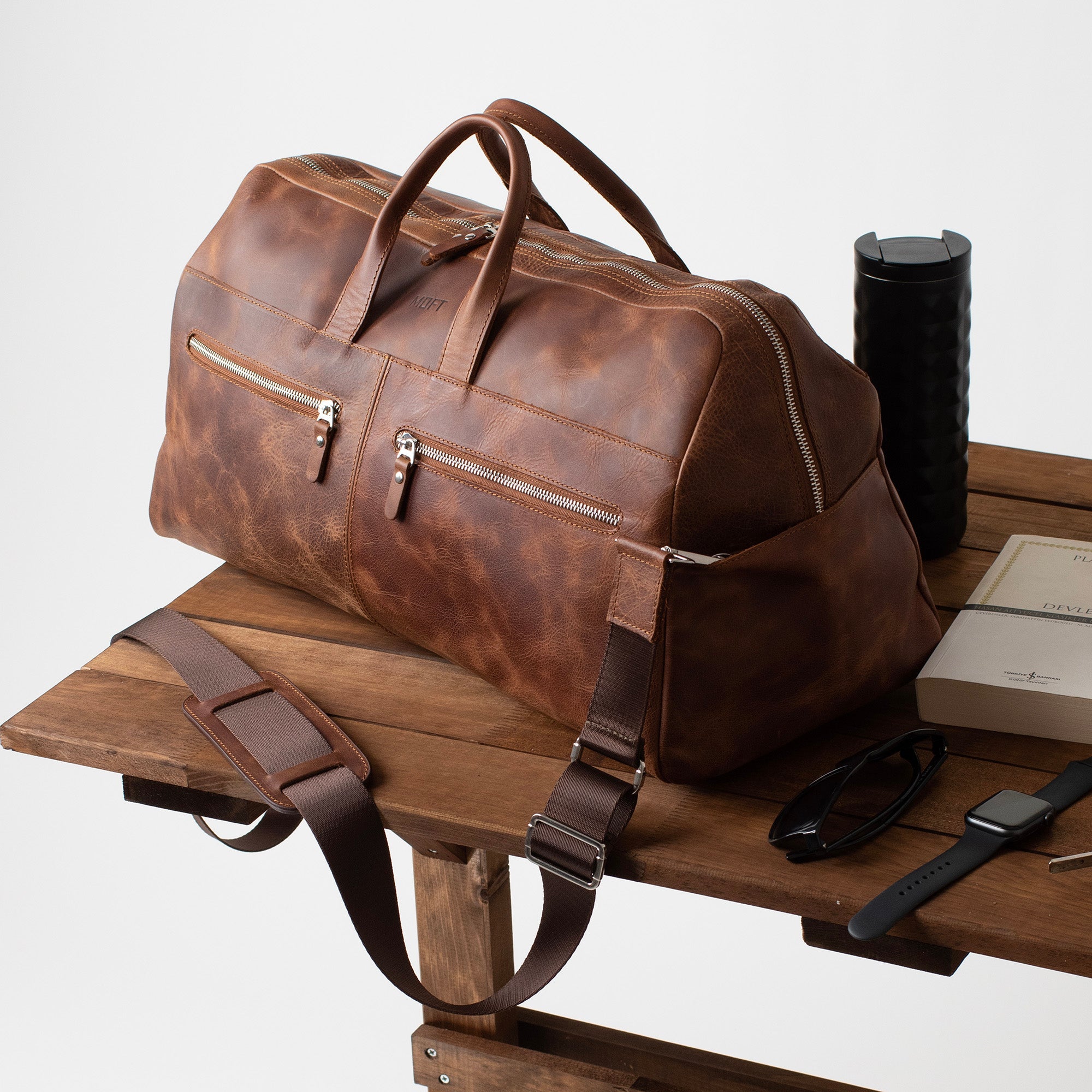 Genuine Leather Lounge Travel Bag Brown