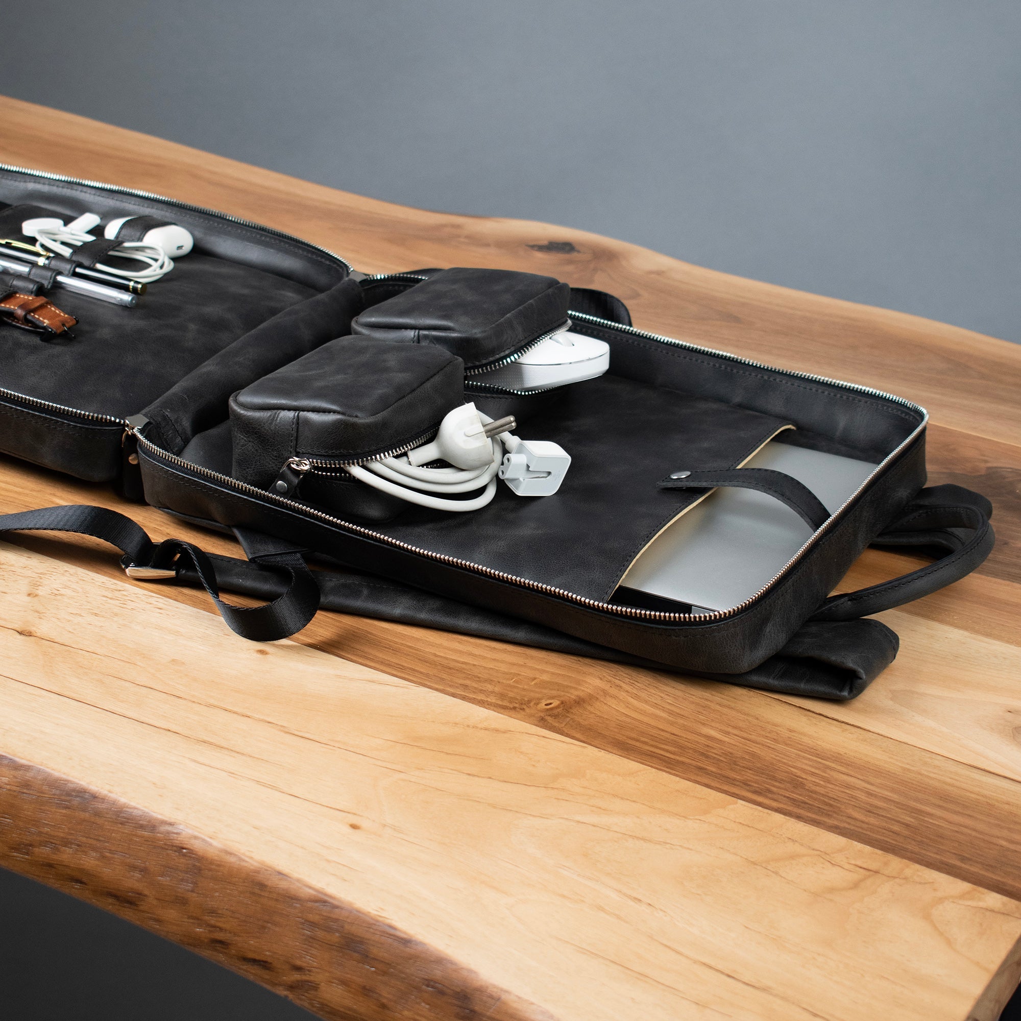 Genuine Leather Proform Organizer Backpack Anthracite