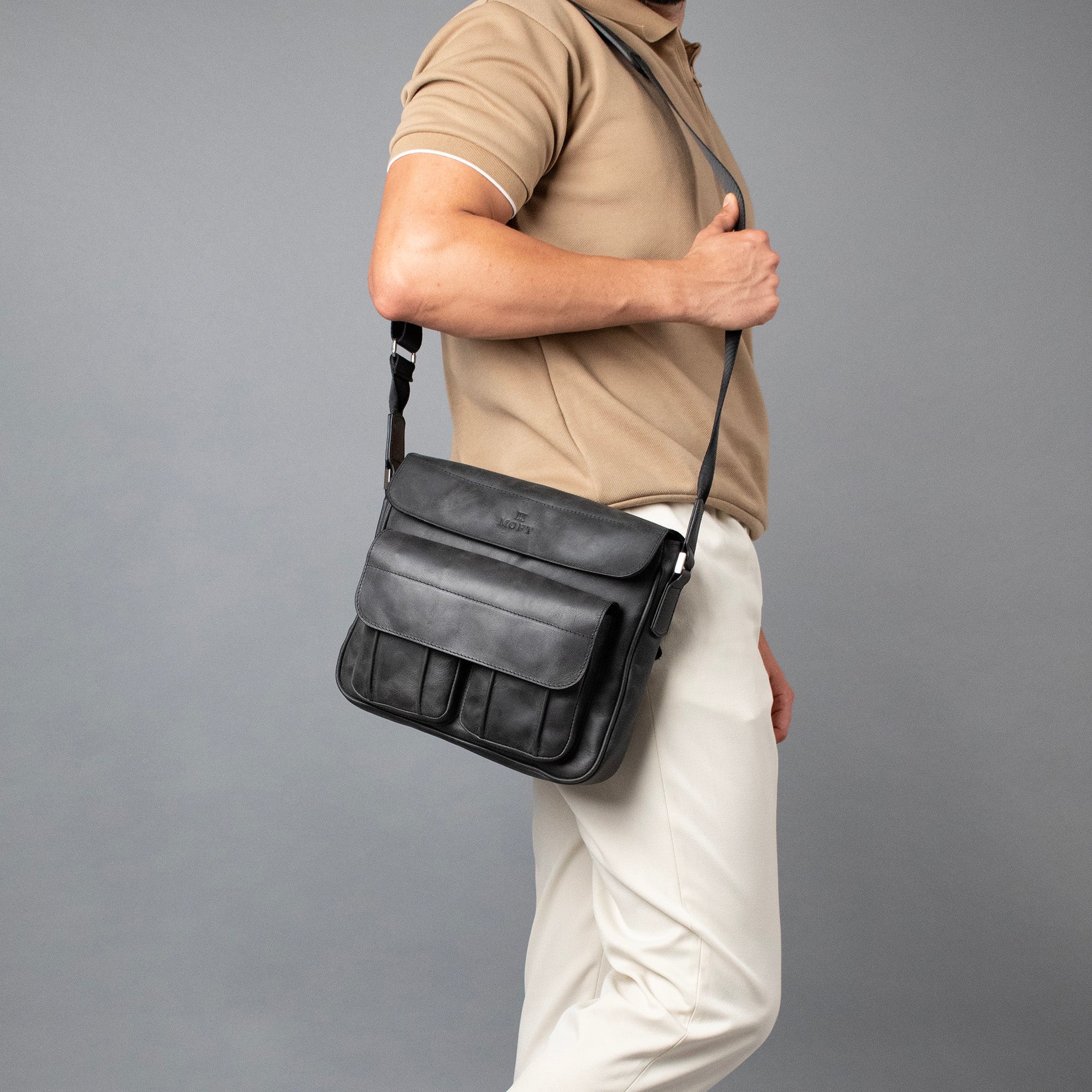 Genuine Leather Asgap Messenger Bag Anthracite