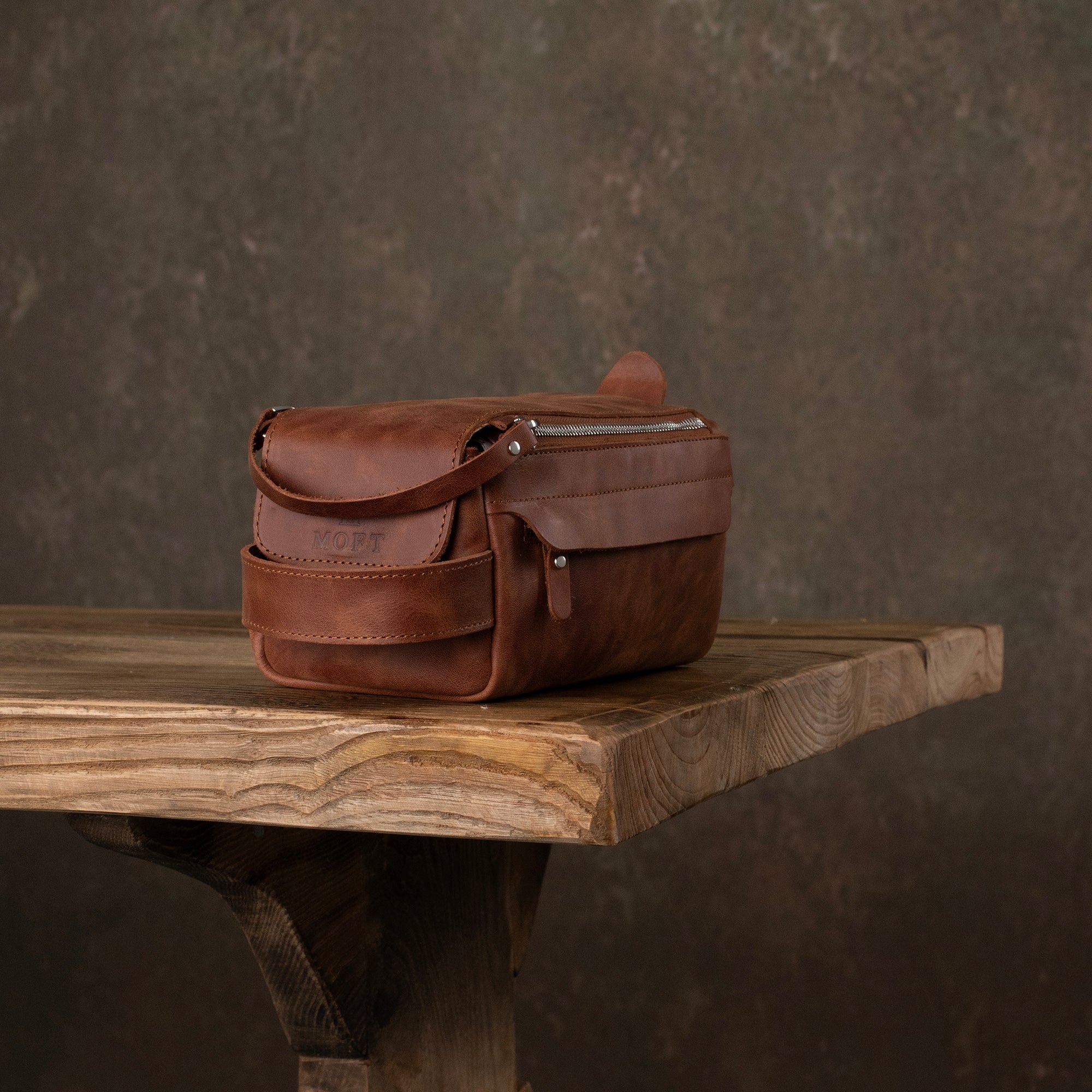 Genuine Leather Dopp Kit Tan