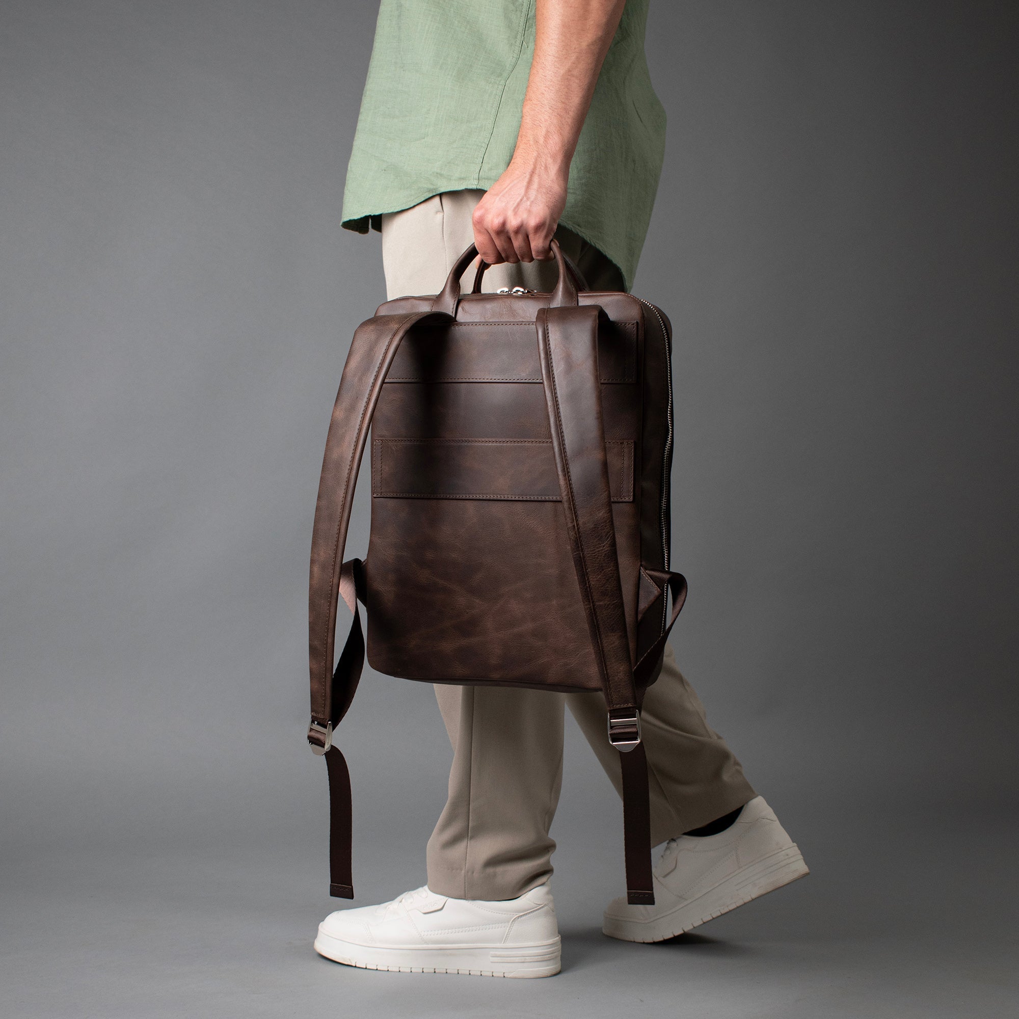Genuine Leather Proform Organizer Backpack Brown