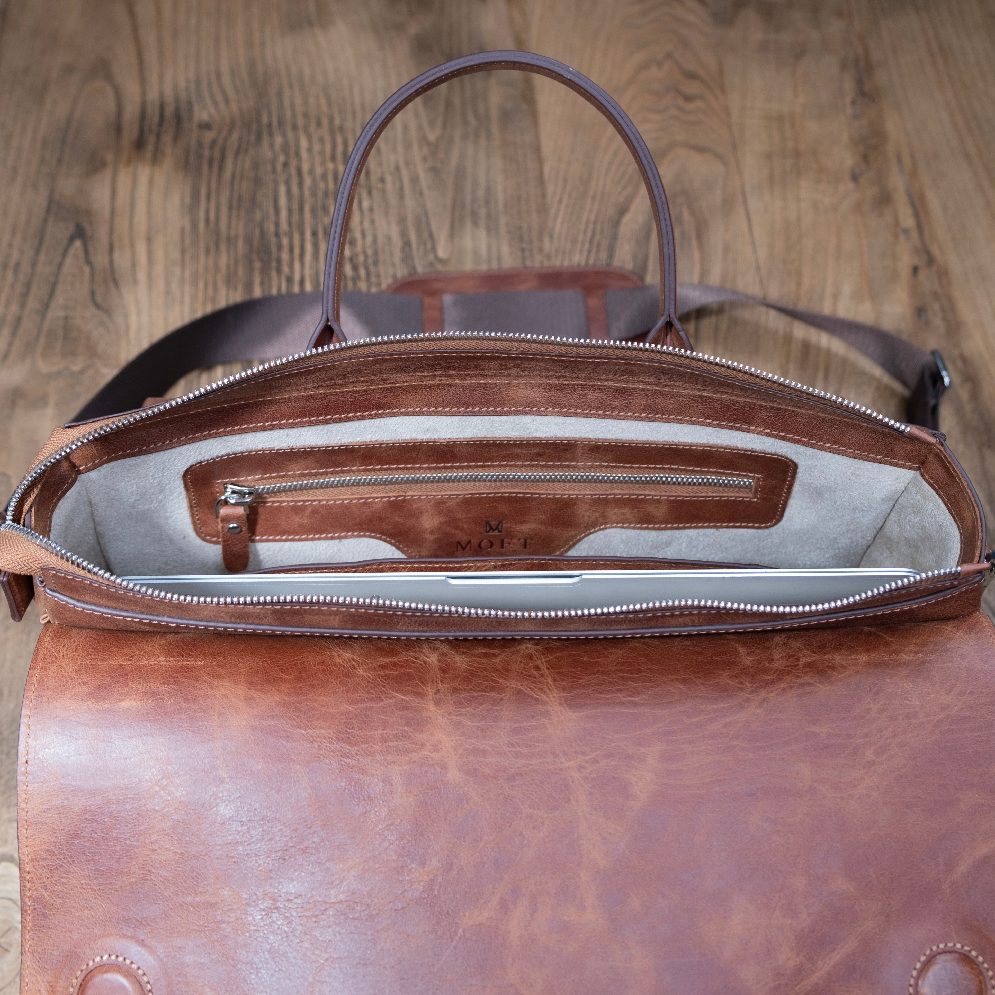 Genuine Leather Meandros Laptop Bag Brown
