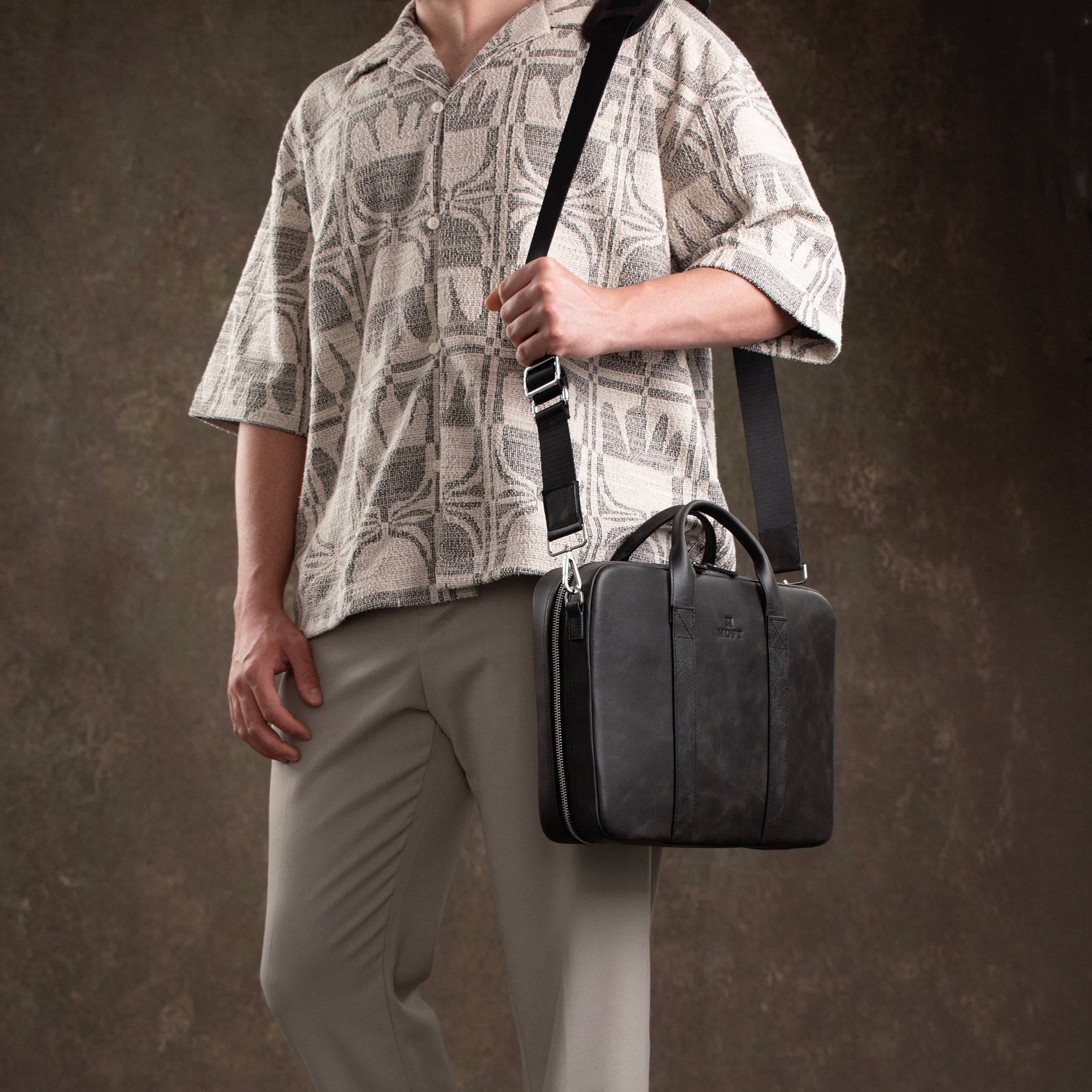 Genuine Leather Prime Organizer Laptop Bag Anthracite