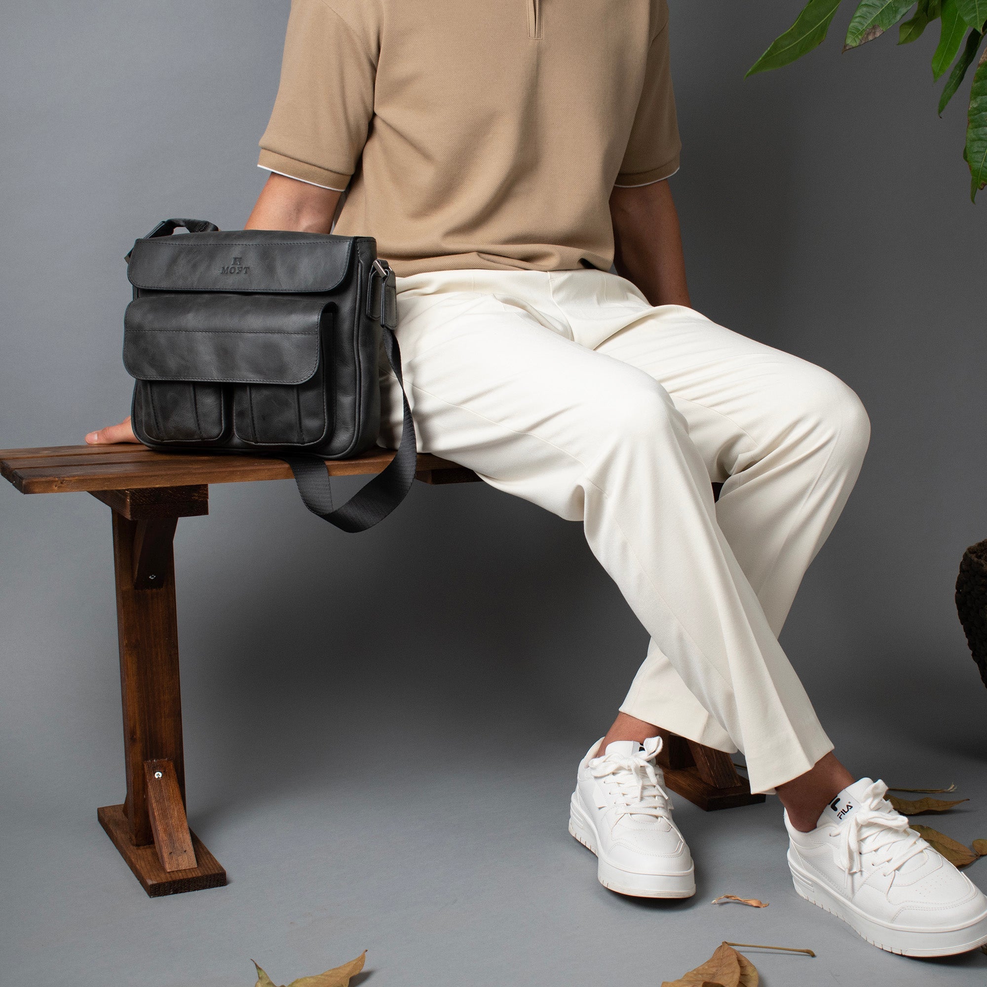Genuine Leather Asgap Messenger Bag Anthracite