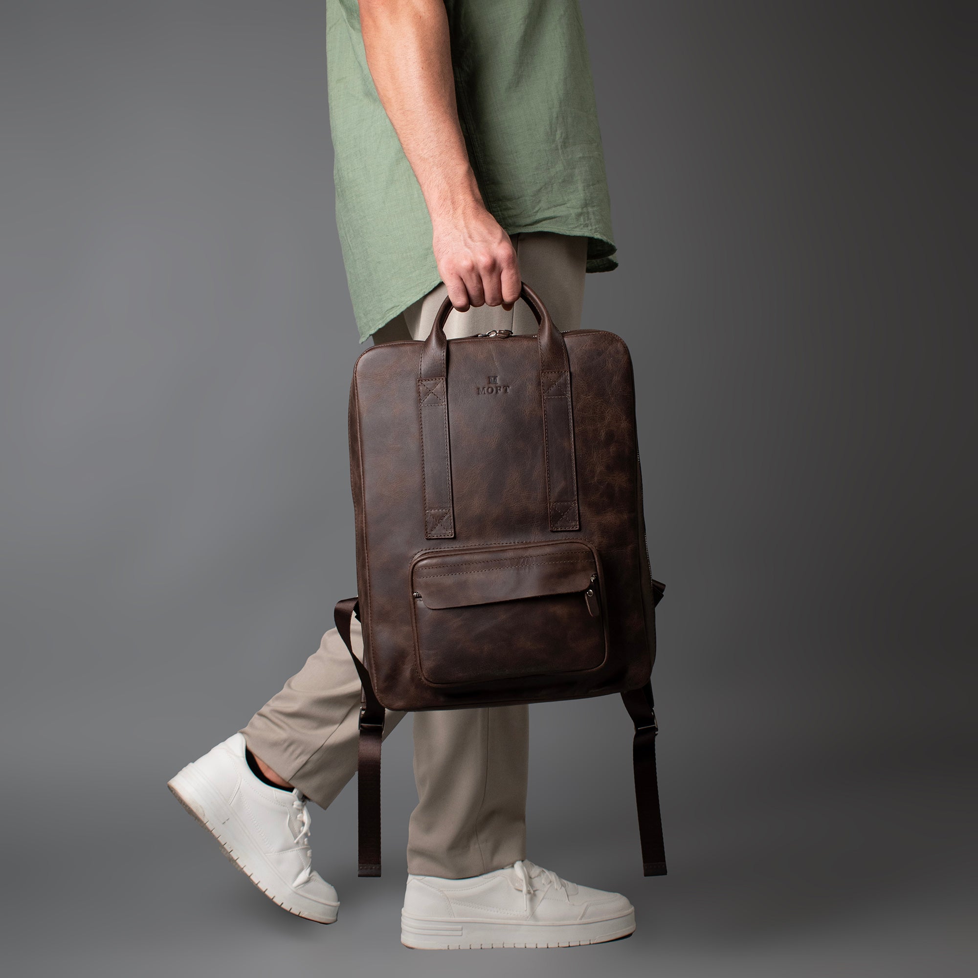 Genuine Leather Proform Organizer Backpack Brown