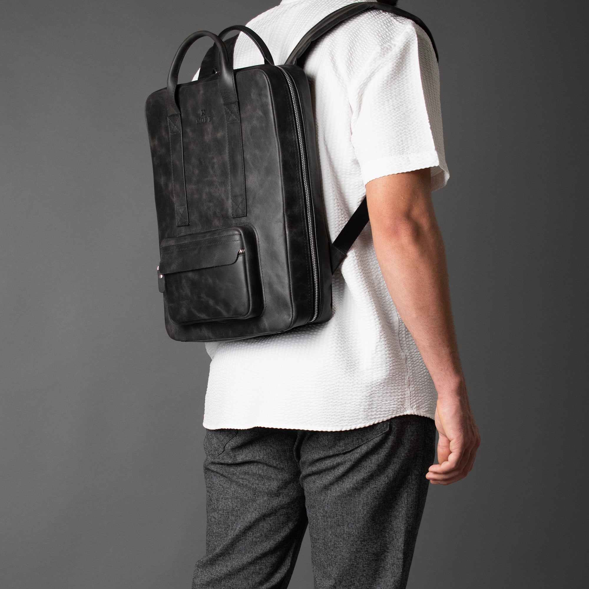 Genuine Leather Proform Organizer Backpack Anthracite