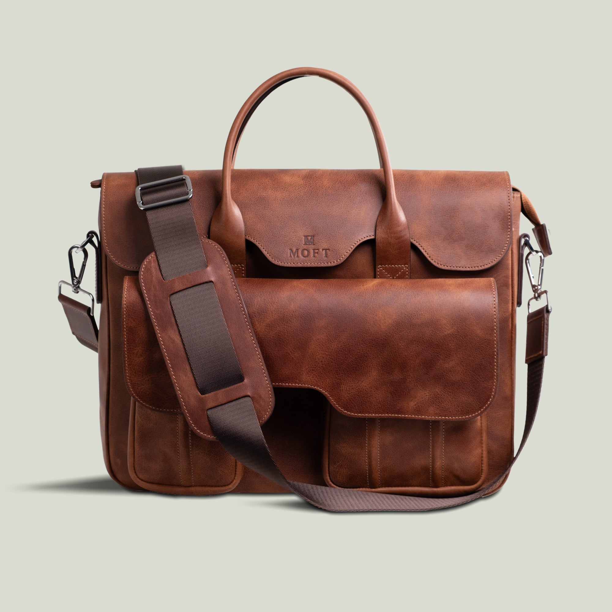 Genuine Leather Meandros Laptop Bag Brown