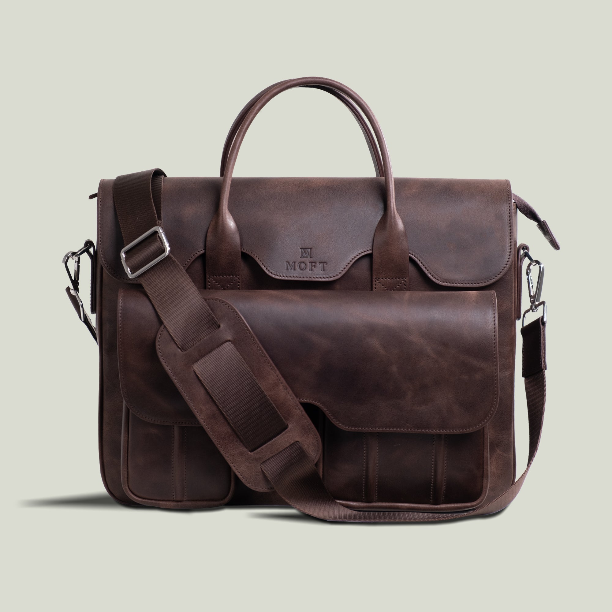 Genuine Leather Meandros Laptop Bag Brown