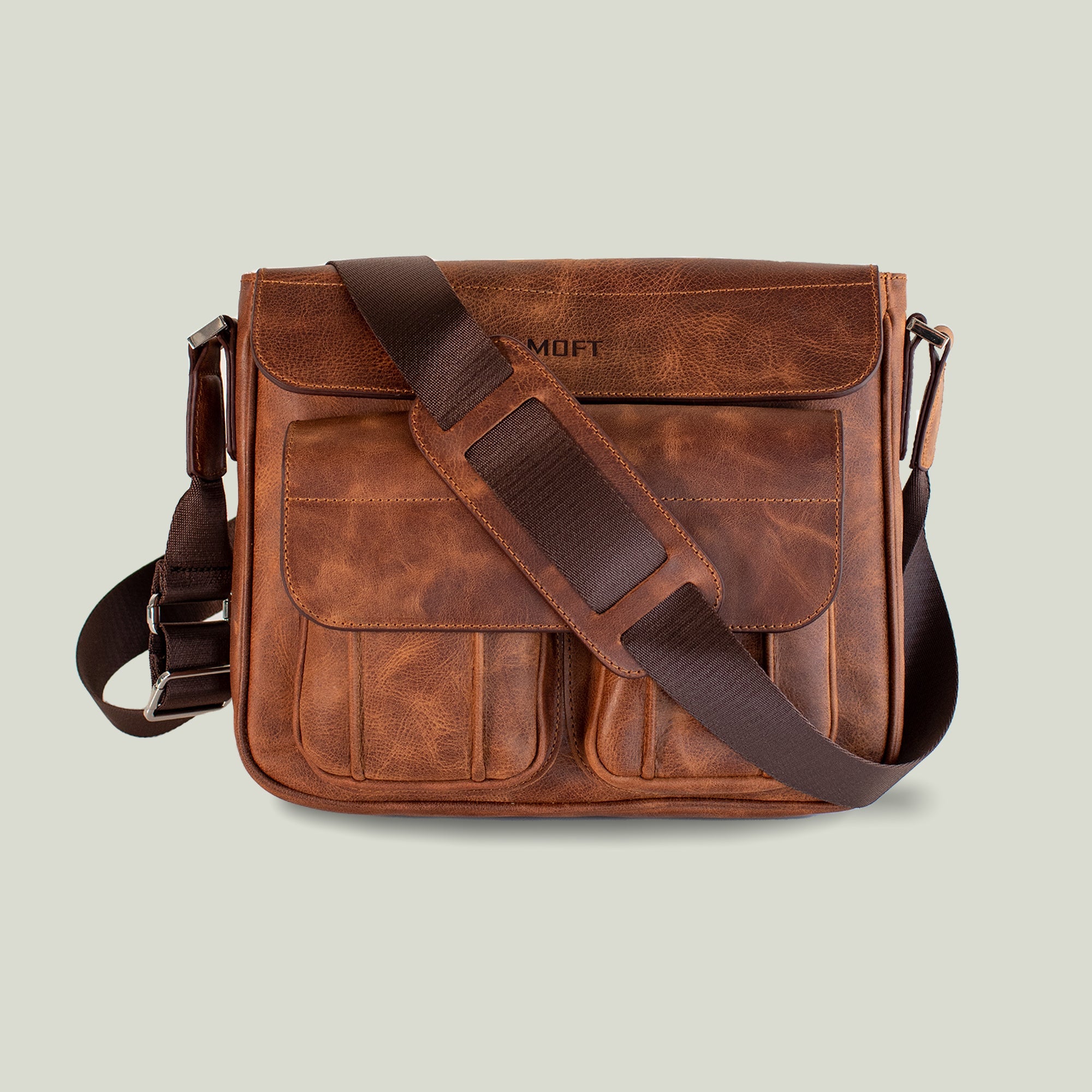 Genuine Leather Asgap Messenger Bag Brown