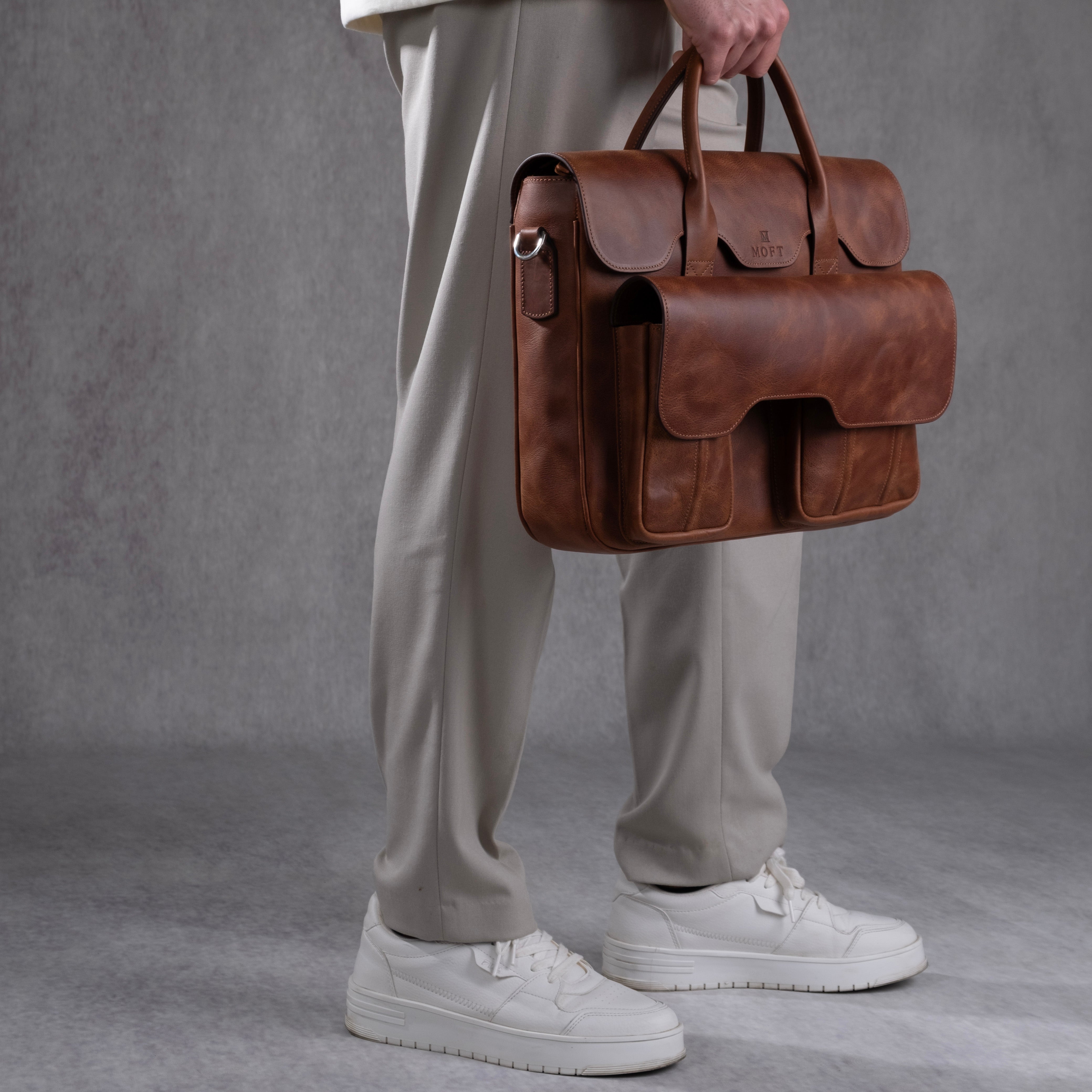 Genuine Leather Meandros Laptop Bag Brown