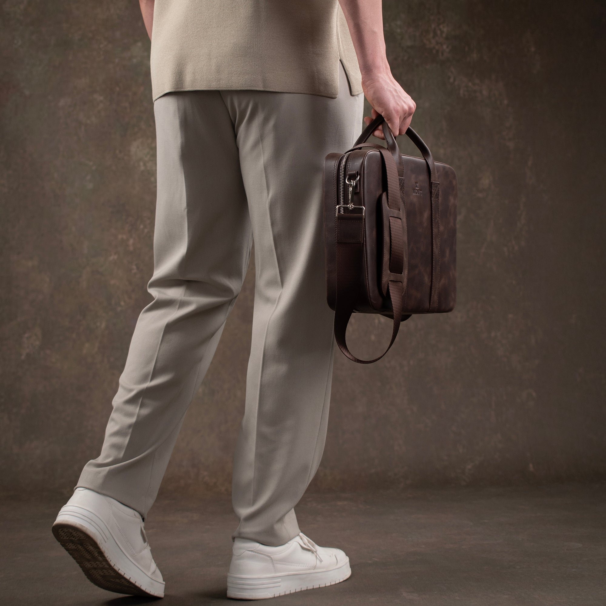 Genuine Leather Prime Organizer Laptop Bag Brown