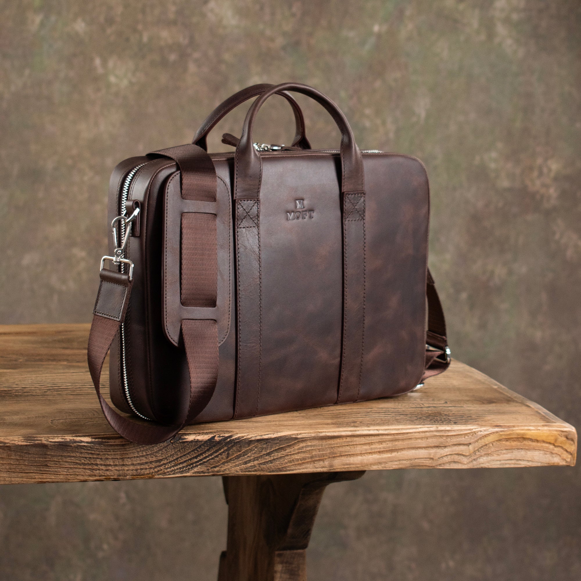 Genuine Leather Prime Organizer Laptop Bag Brown