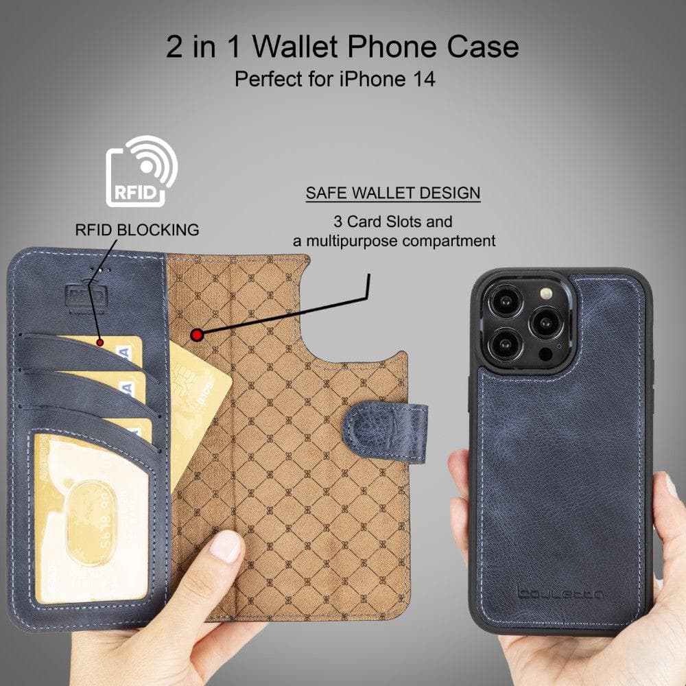 Magic iPhone 14 Pro Max Darker Color Leather Detachable Wallet Case