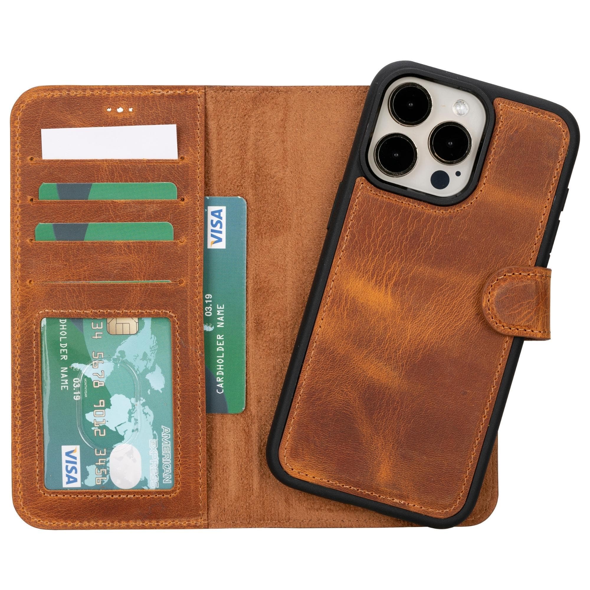 Magic iPhone 15 Detachable Leather Wallet Case