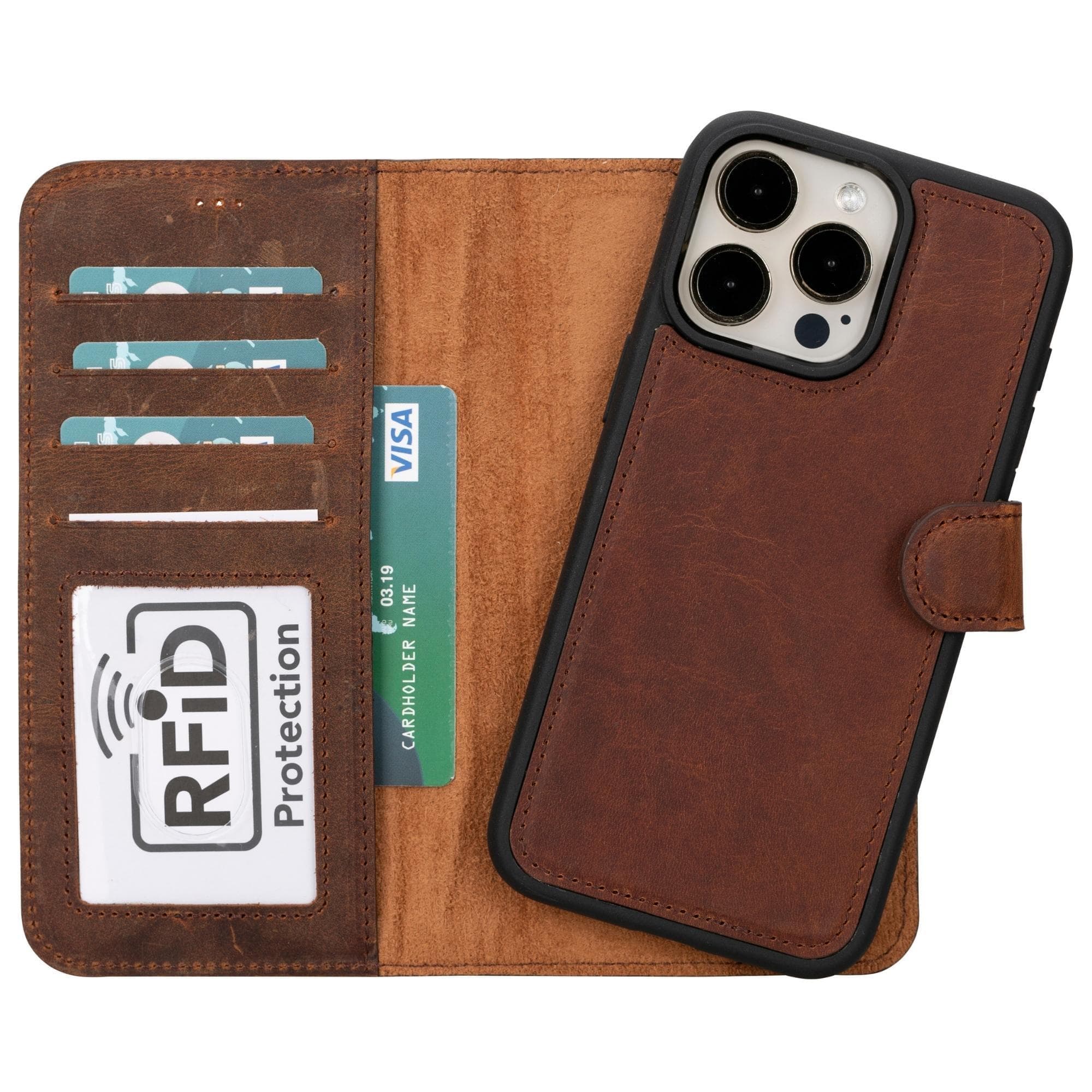 Magic iPhone 15 Detachable Leather Wallet Case