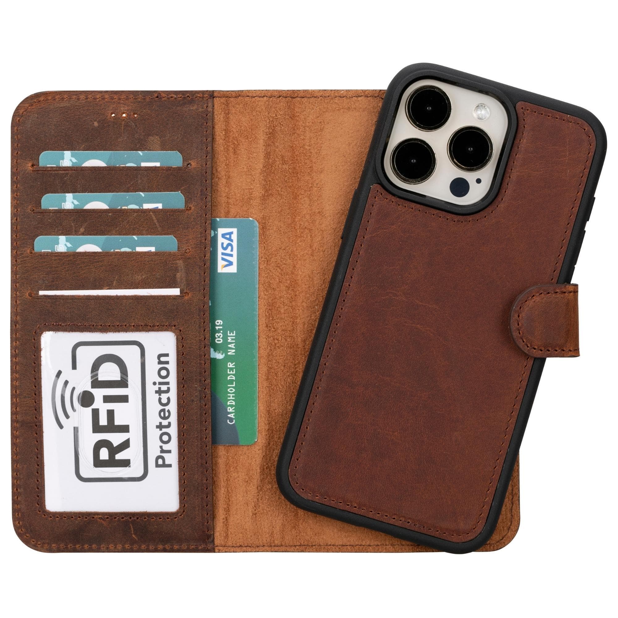 Magic iPhone 15 Detachable Leather Wallet Case