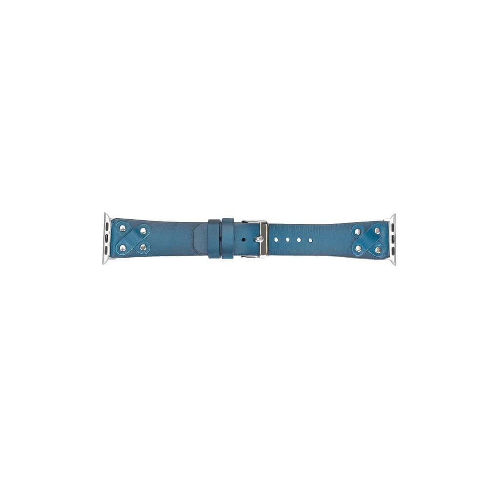 Cross Leather Apple Watch Band with Silver Trok