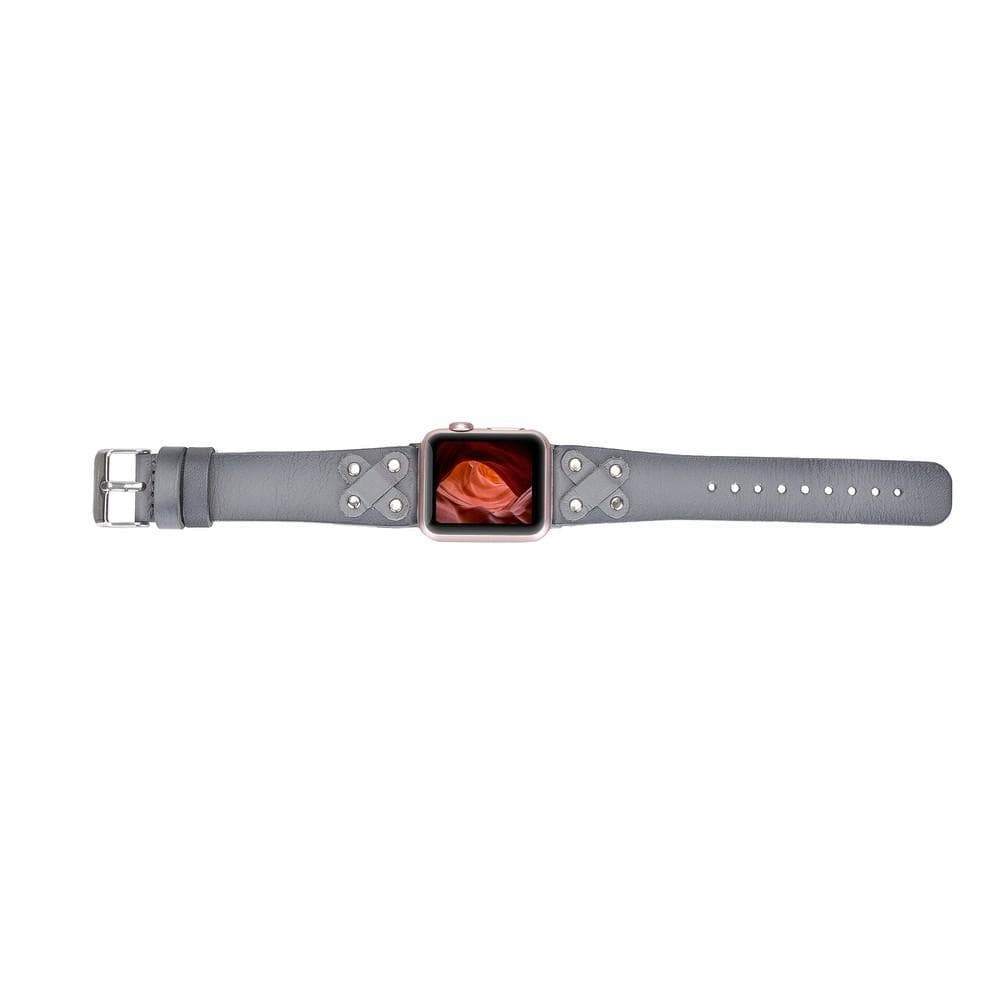 Cross Leather Apple Watch Band with Silver Trok