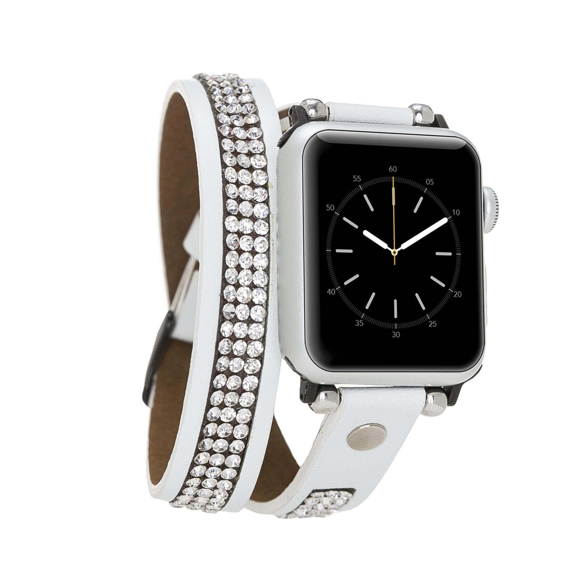 Crystal Double Tour Leather Apple Watch Band