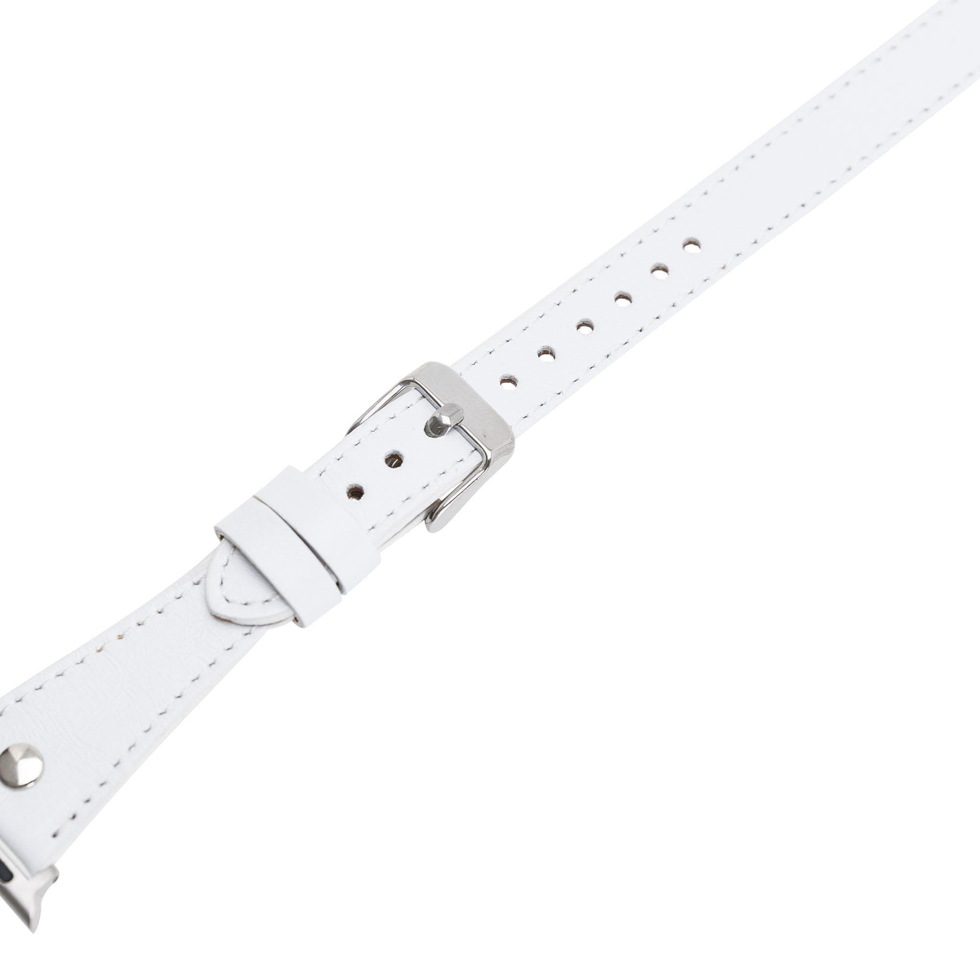 Hector Double Tour Leather Apple Watch Band with Silver Trok