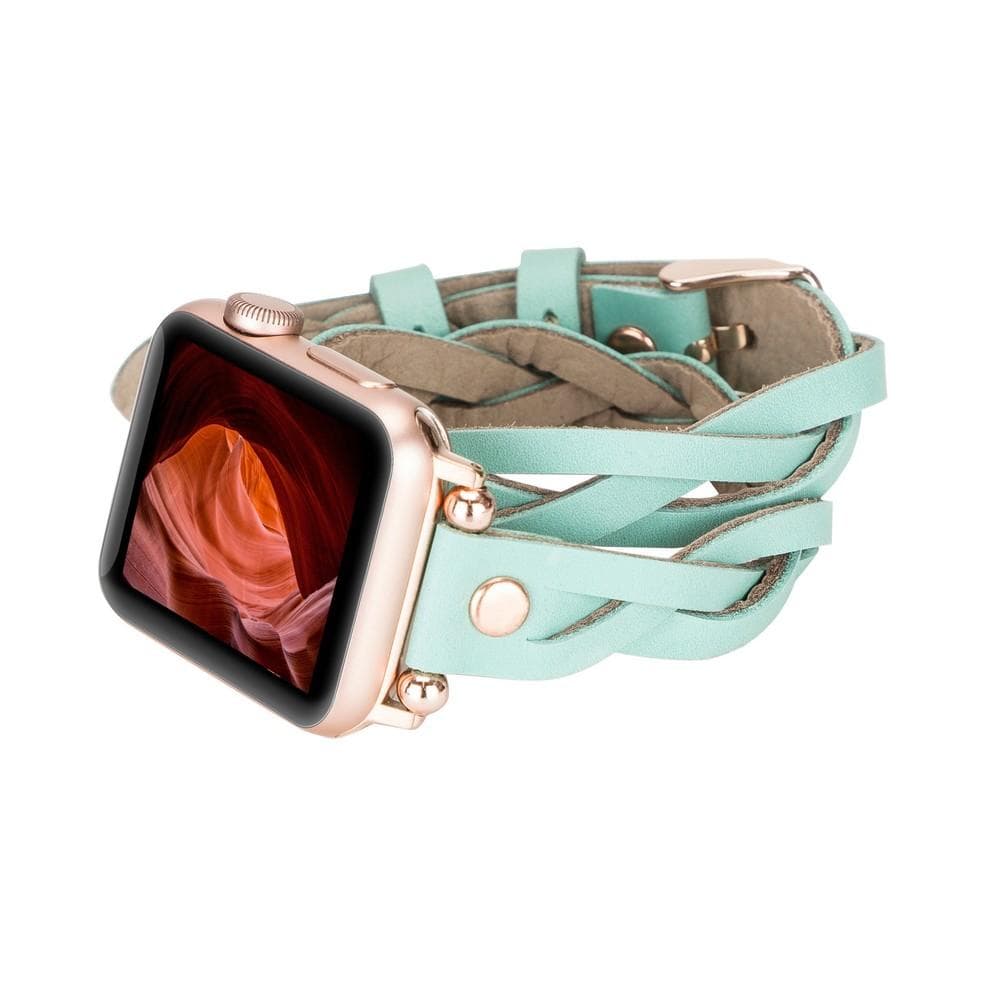 Peggy Ferro Leather Double Tour Apple Watch Band with Rose Gold Trok