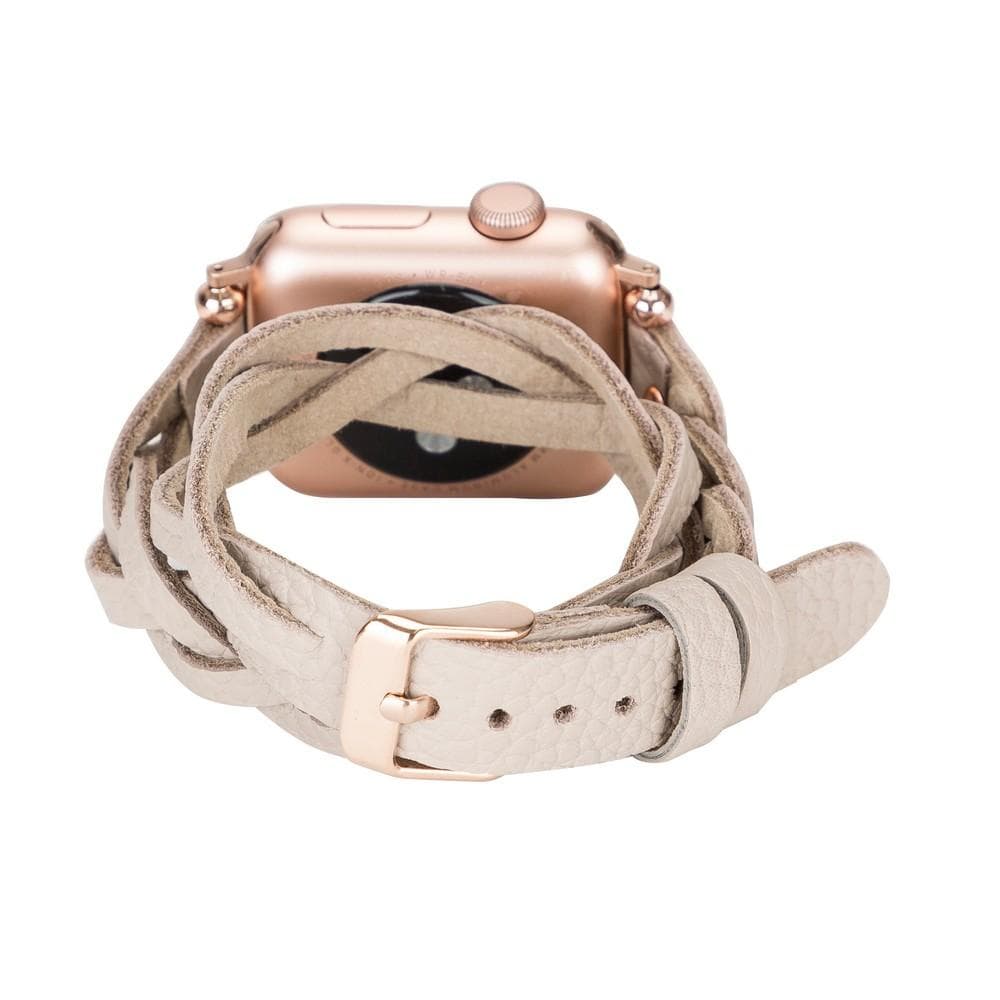 Peggy Ferro Leather Double Tour Apple Watch Band with Rose Gold Trok