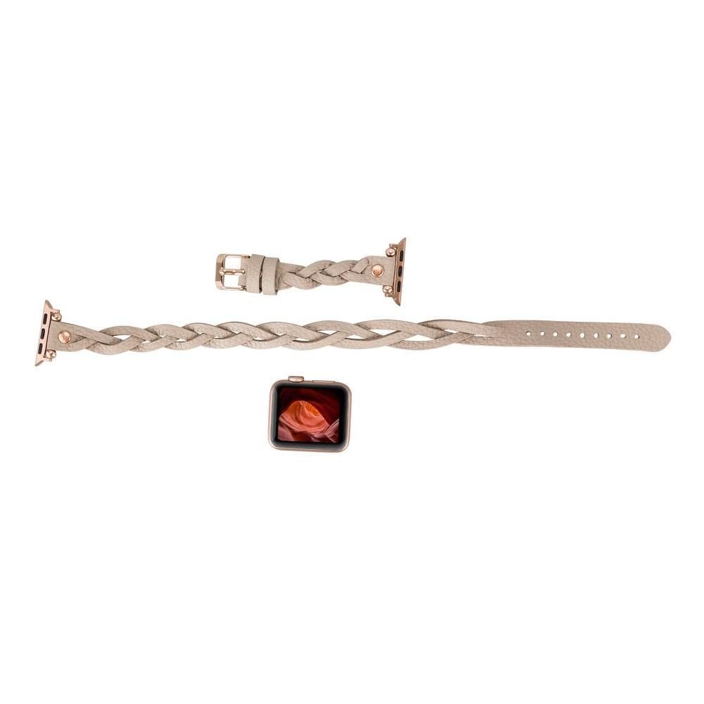 Peggy Ferro Leather Double Tour Apple Watch Band with Rose Gold Trok