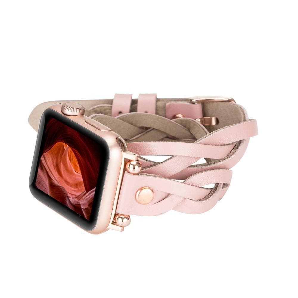 Peggy Ferro Leather Double Tour Apple Watch Band with Rose Gold Trok