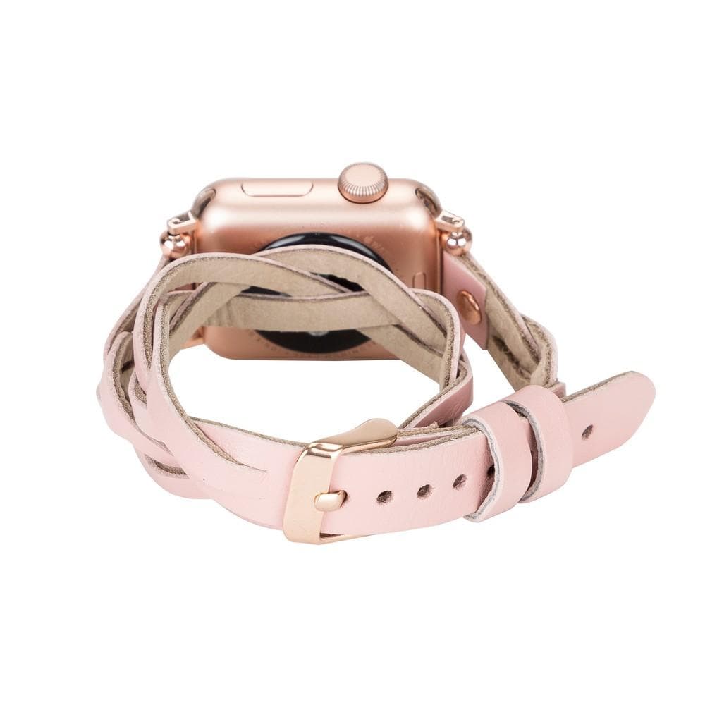 Peggy Ferro Leather Double Tour Apple Watch Band with Rose Gold Trok