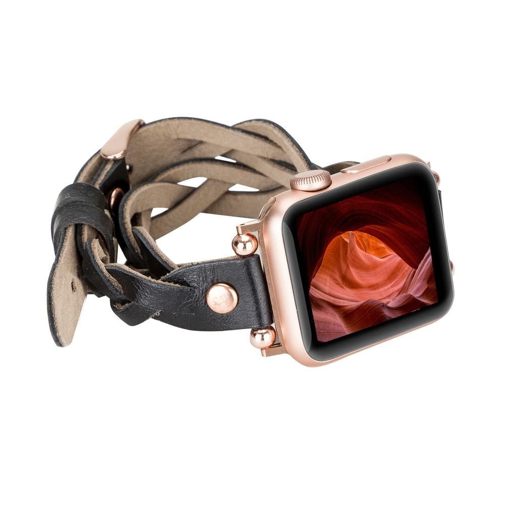 Peggy Ferro Leather Double Tour Apple Watch Band with Rose Gold Trok