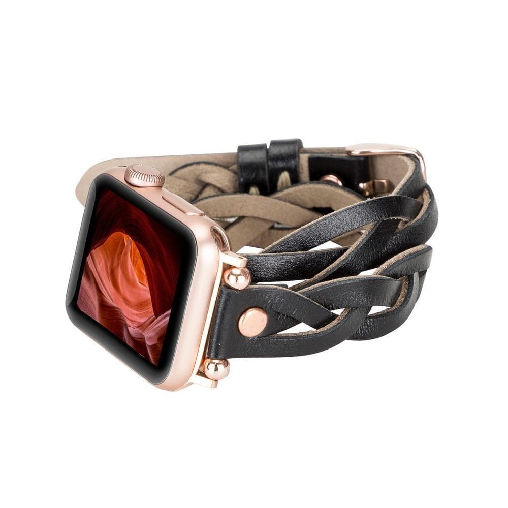 Peggy Ferro Leather Double Tour Apple Watch Band with Rose Gold Trok